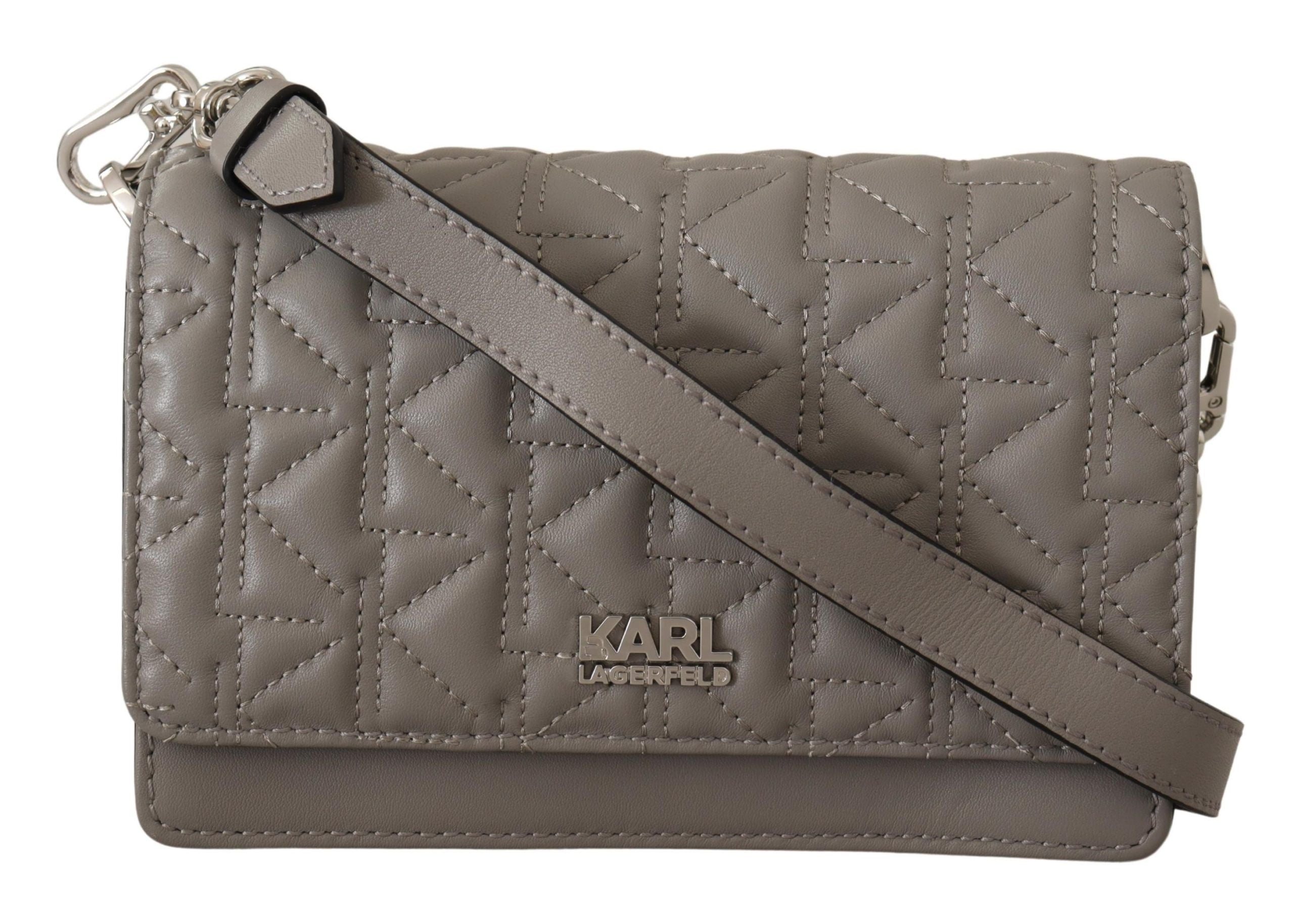 Karl Lagerfeld élégant sac à bandoulière en cuir gris