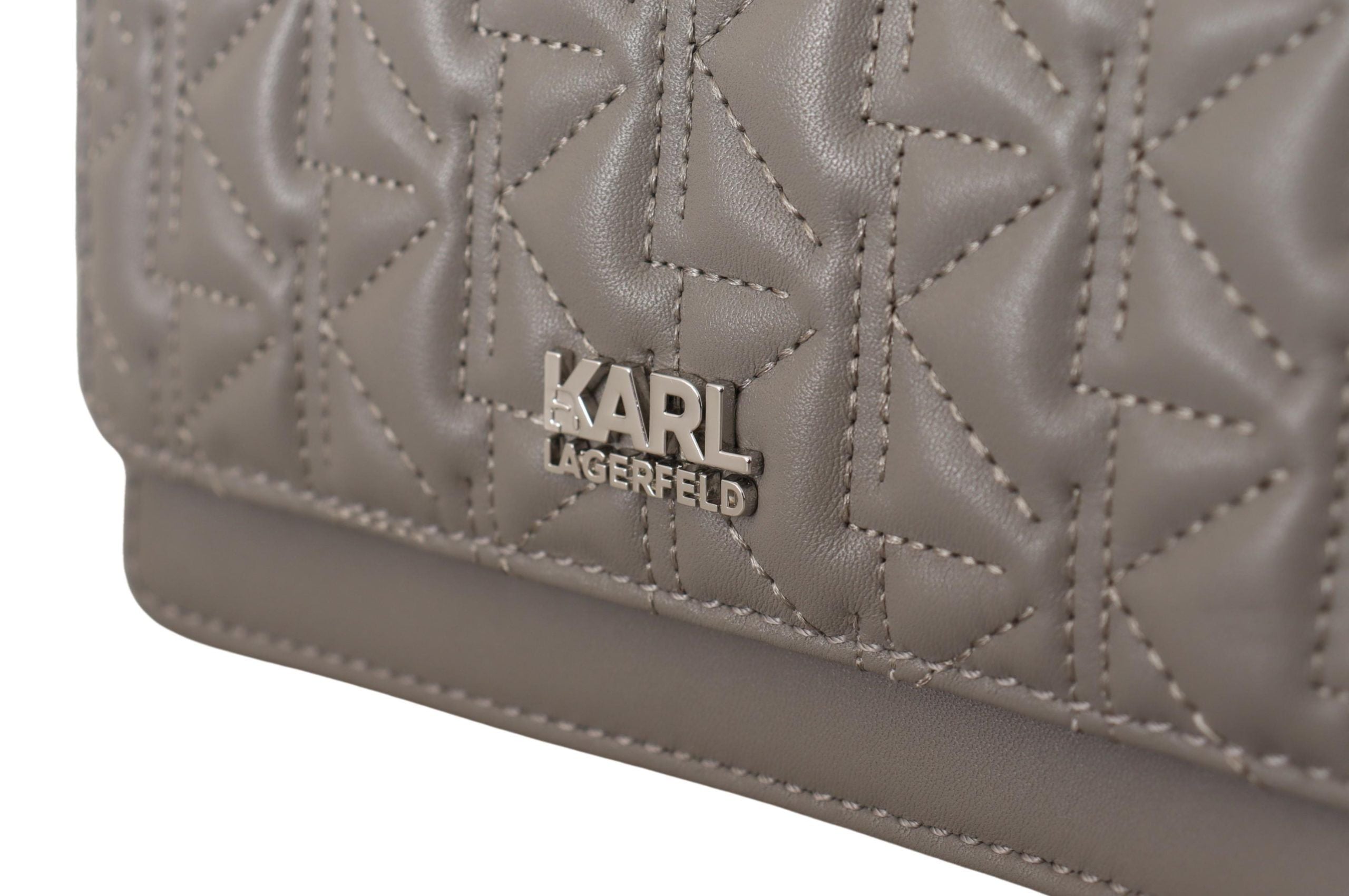 Karl Lagerfeld élégant sac à bandoulière en cuir gris