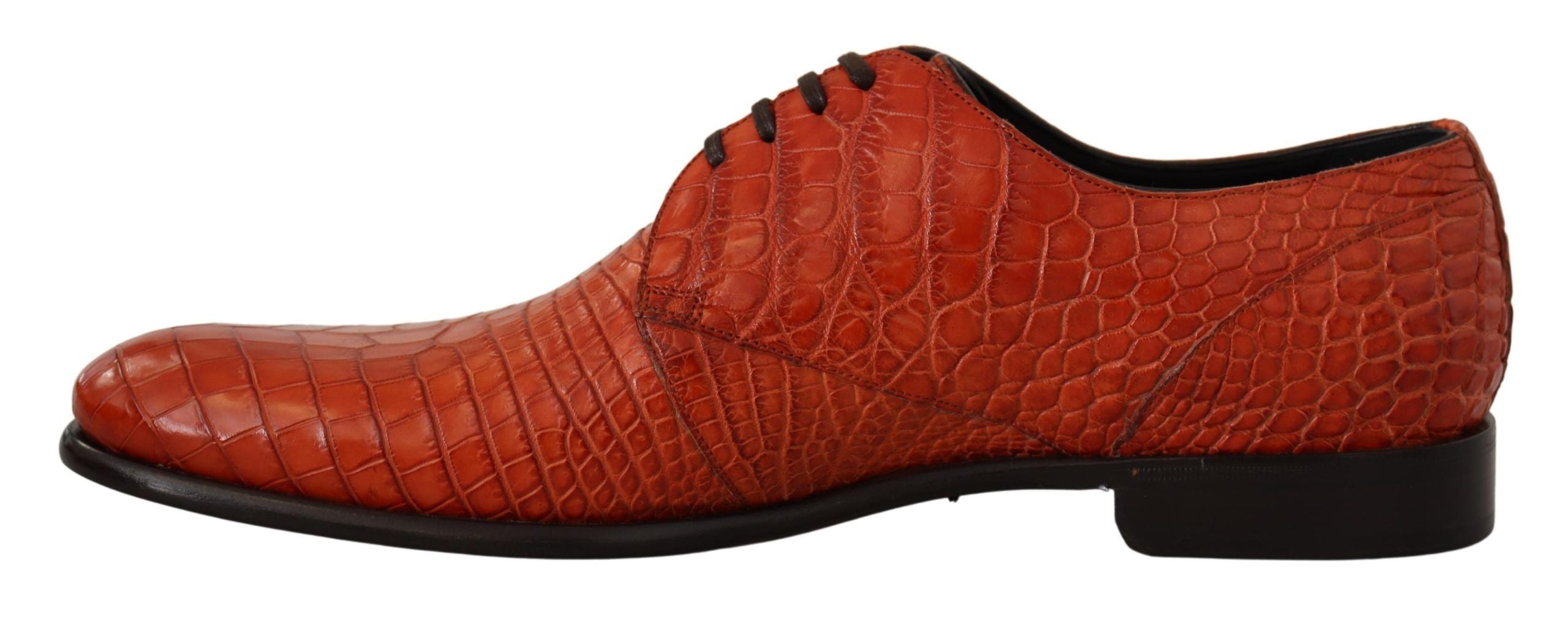 Dolce &amp; Gabbana Chaussures habillées à lacets en cuir croco orange exotique