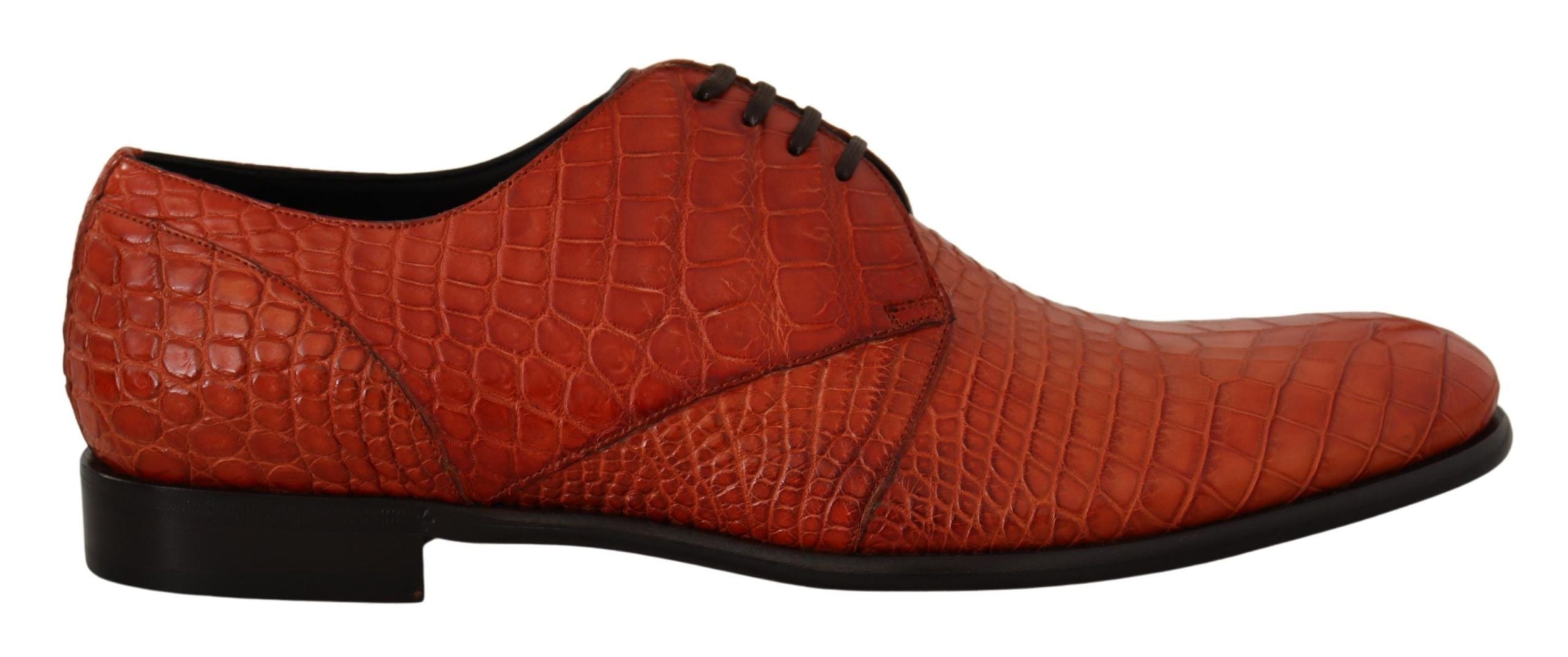 Dolce &amp; Gabbana Chaussures habillées à lacets en cuir croco orange exotique