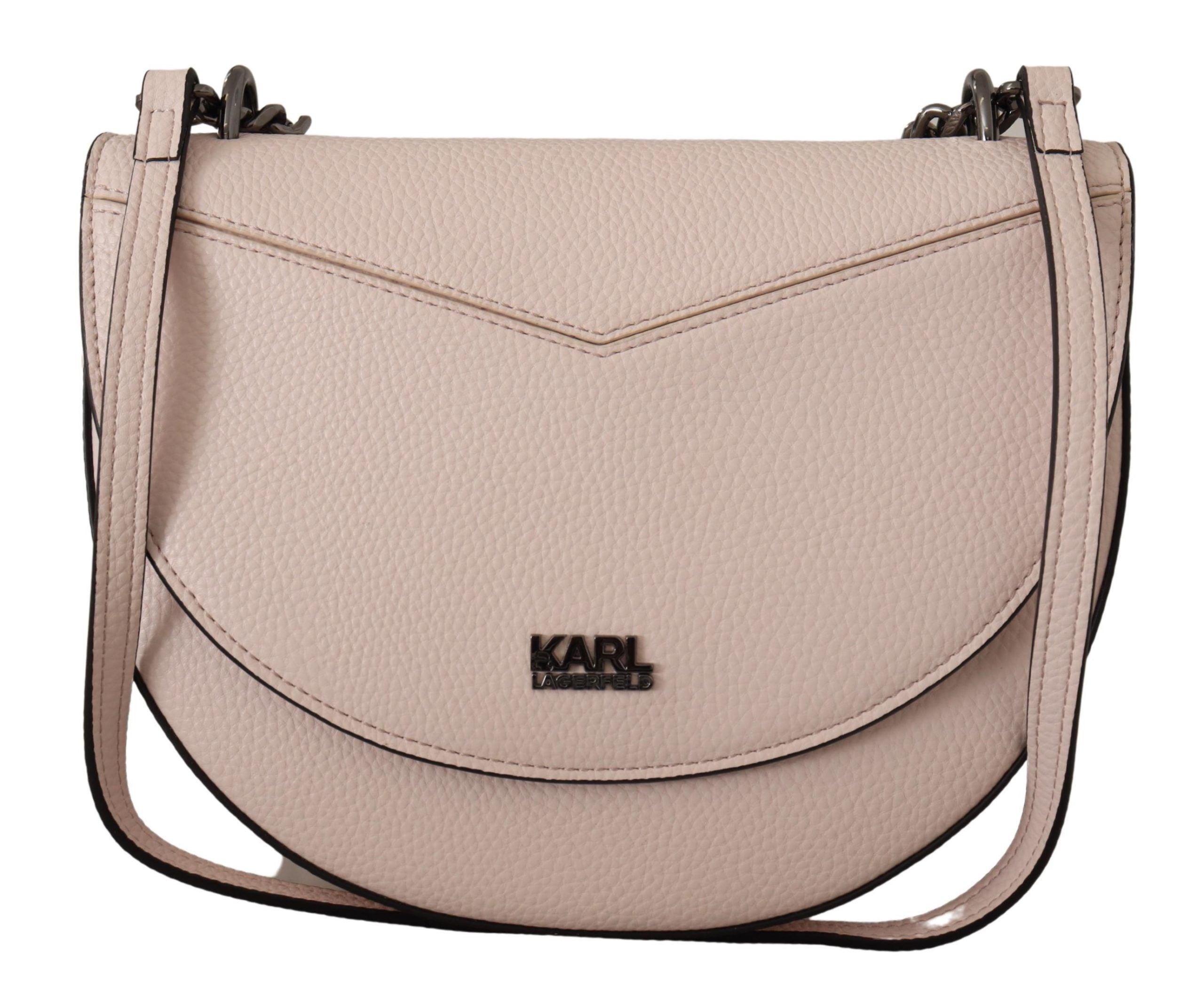 Karl Lagerfeld élégant sac à bandoulière en cuir rose clair mauve