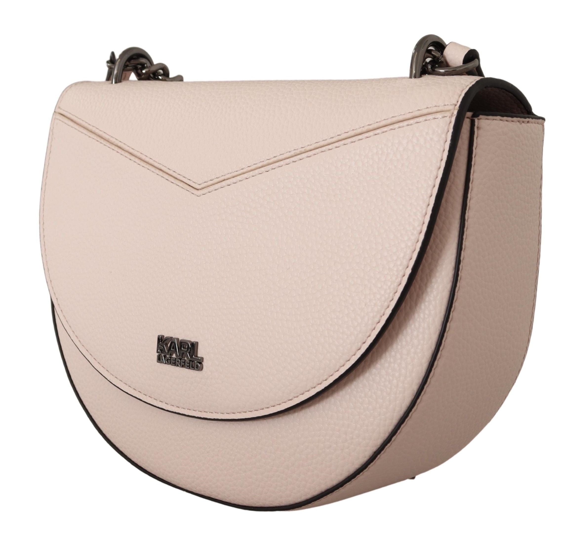 Karl Lagerfeld élégant sac à bandoulière en cuir rose clair mauve