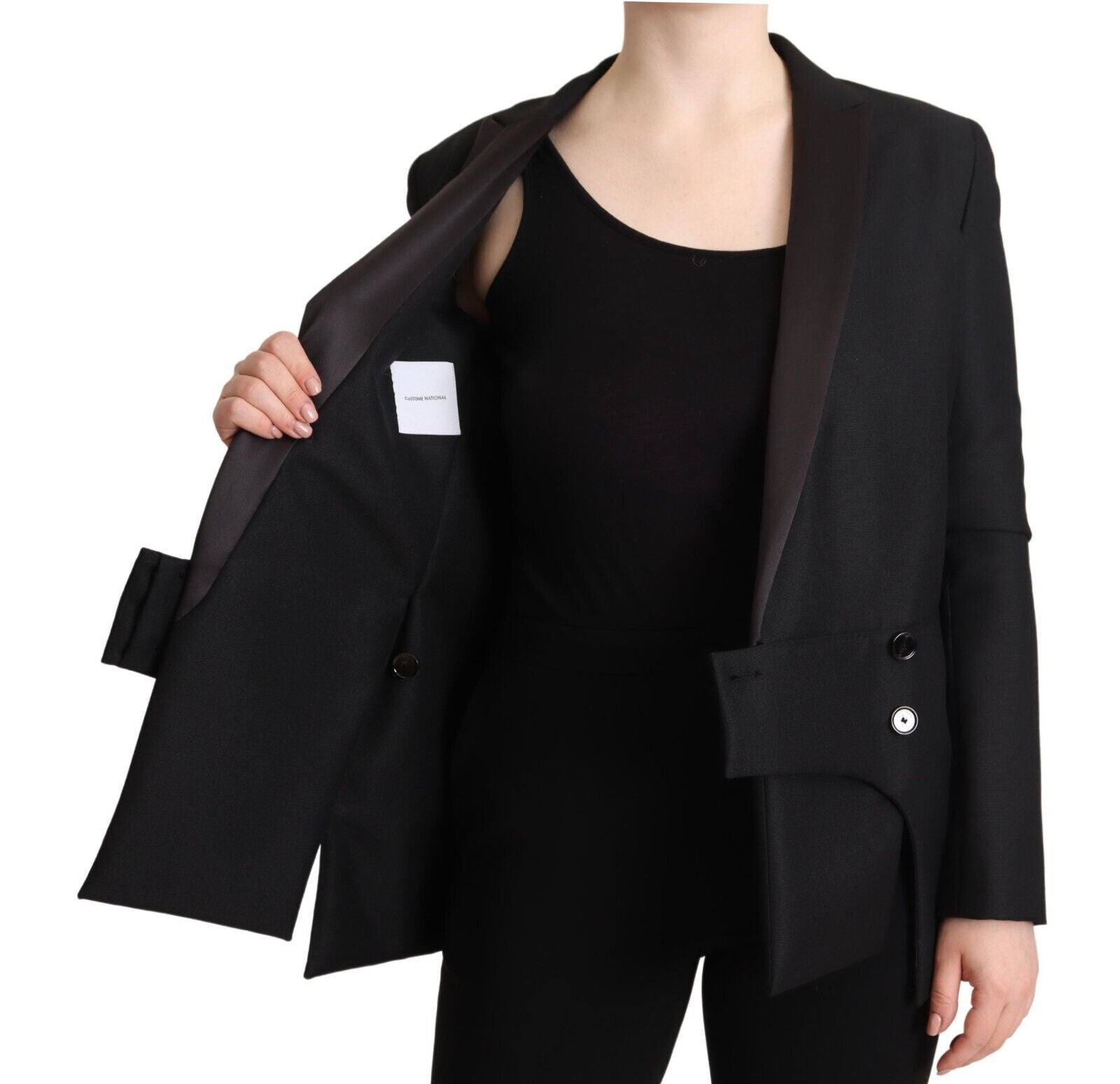 Costume National Blazer croisé noir élégant à double boutonnage