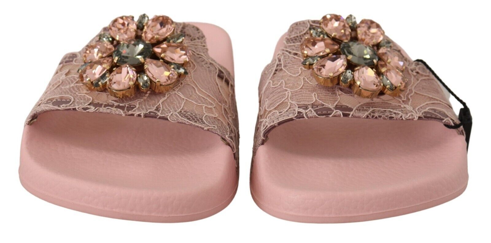 Dolce &amp; Gabbana Mules plates ornées de cristaux et de dentelle florale