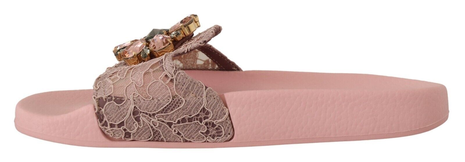 Dolce &amp; Gabbana Mules plates ornées de cristaux et de dentelle florale