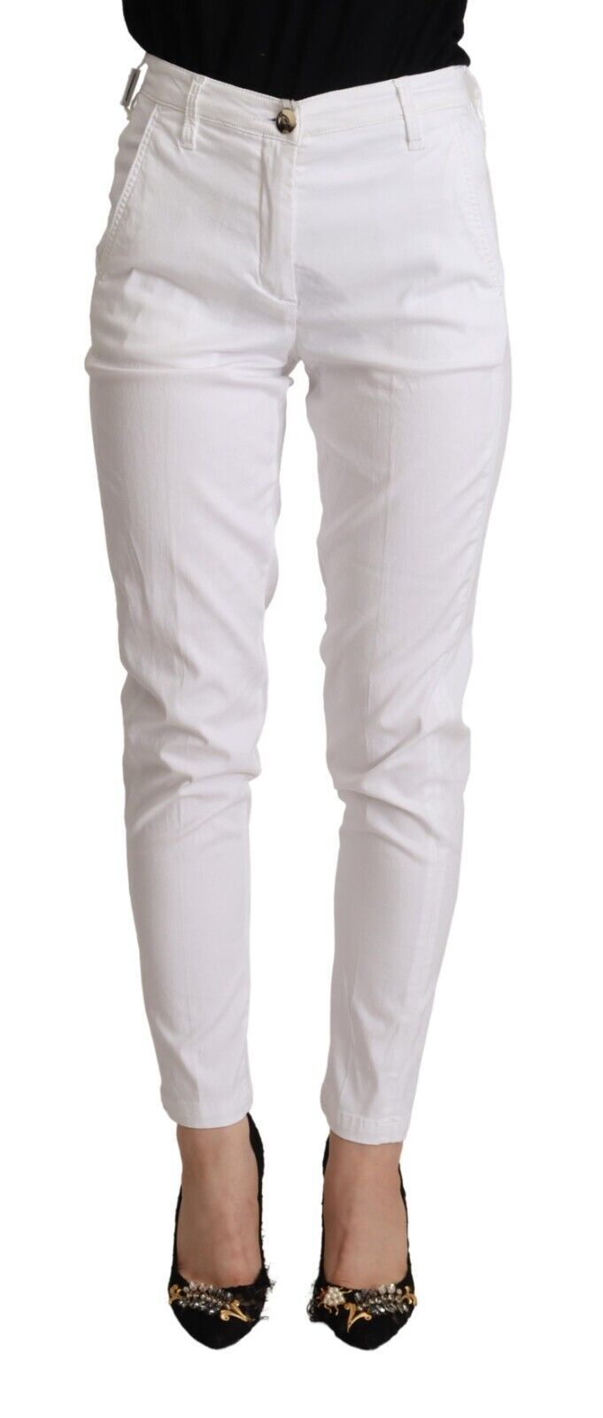 Jacob Cohen Chic Pantalon court skinny blanc taille moyenne