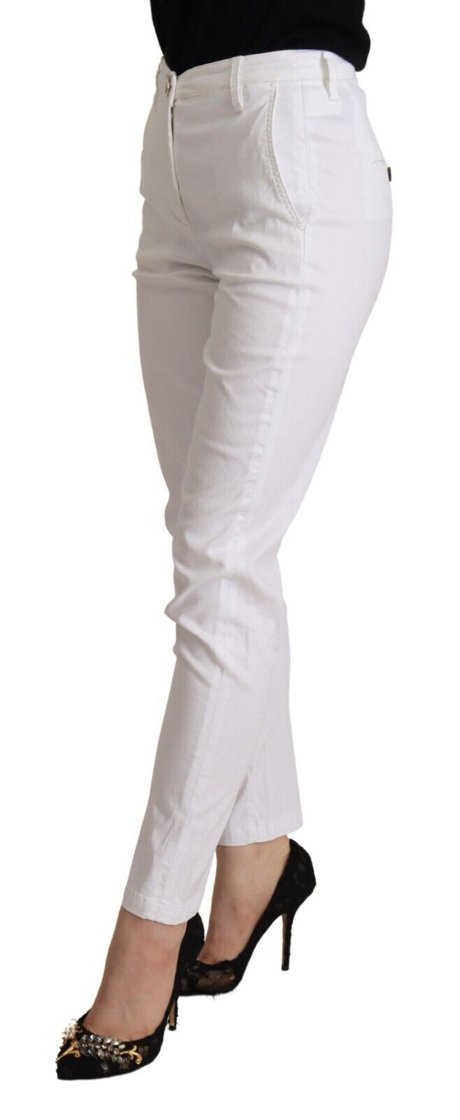 Jacob Cohen Chic Pantalon court skinny blanc taille moyenne