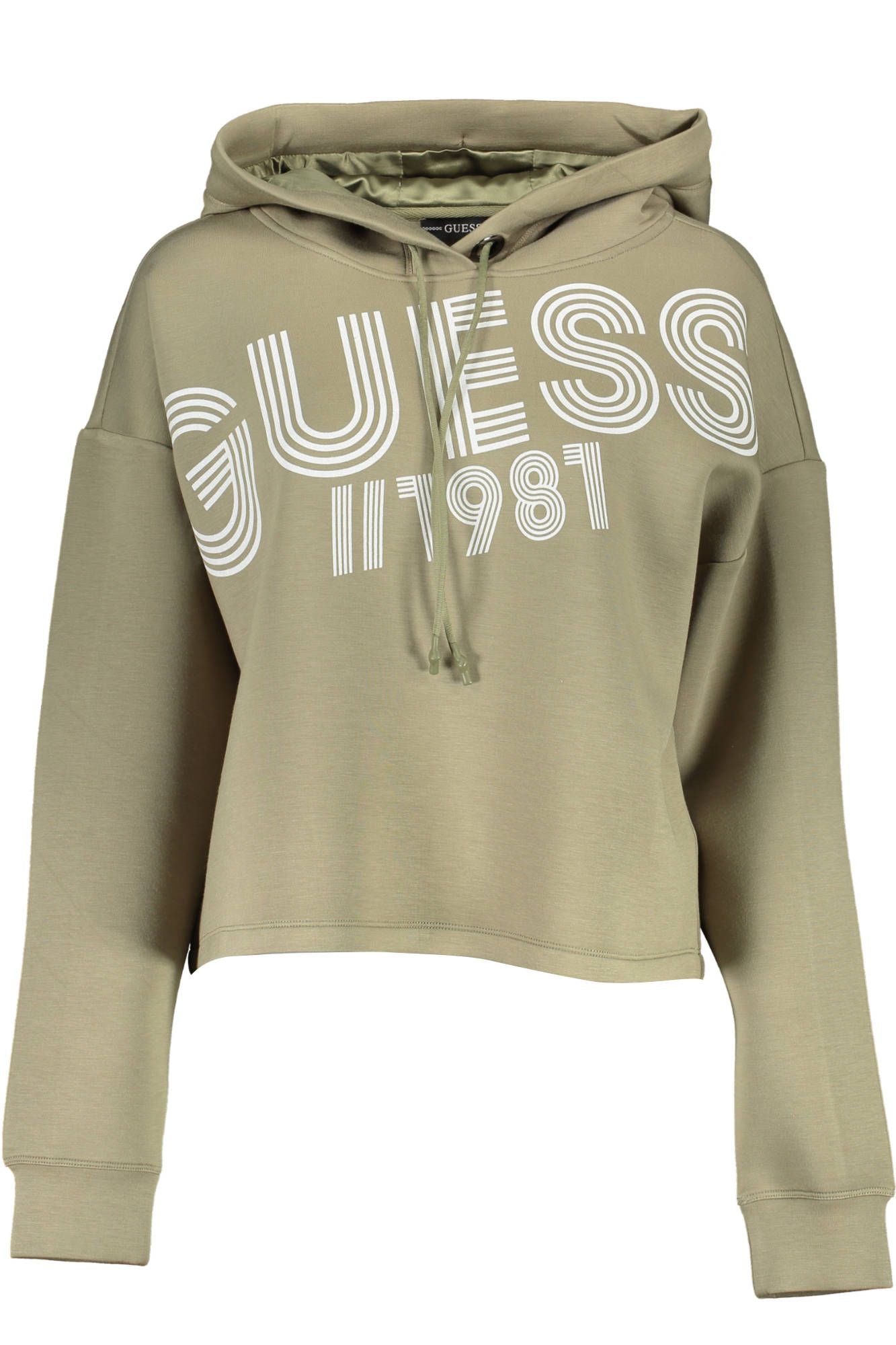 Guess Jeans Chic Sweat à capuche vert avec logo imprimé