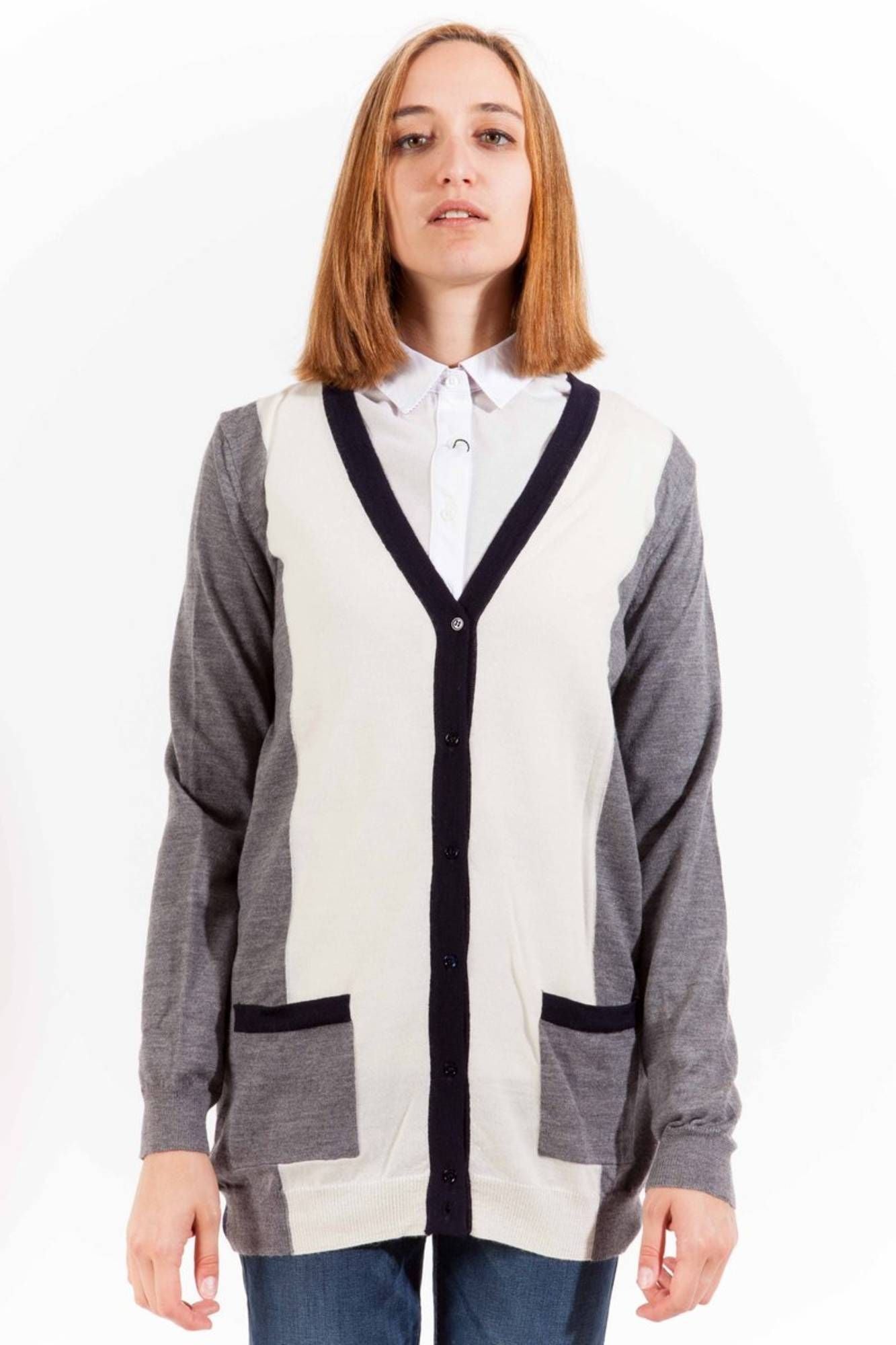 Gant Chic Cardigan à manches longues en laine gris