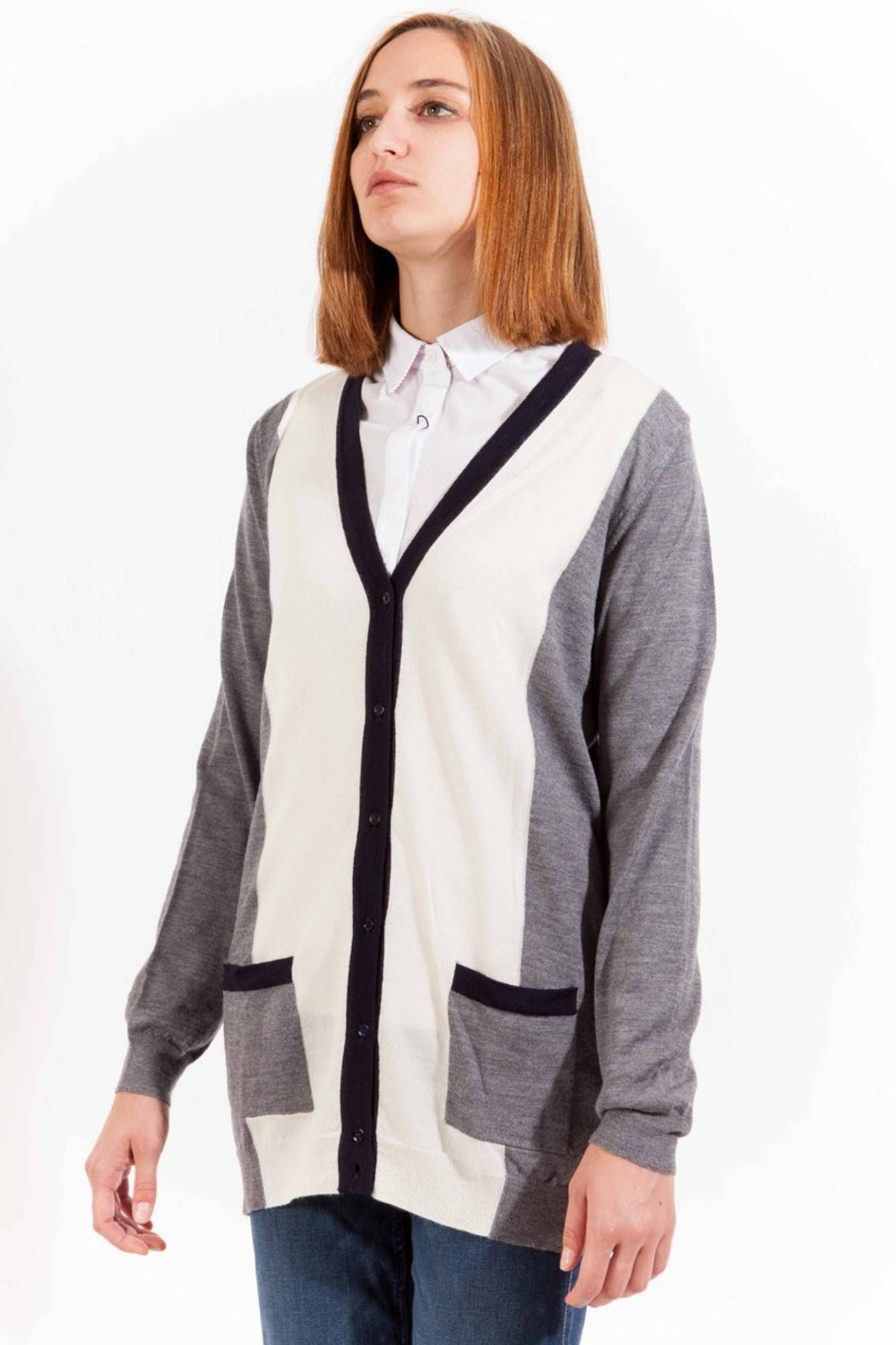 Gant Chic Cardigan à manches longues en laine gris