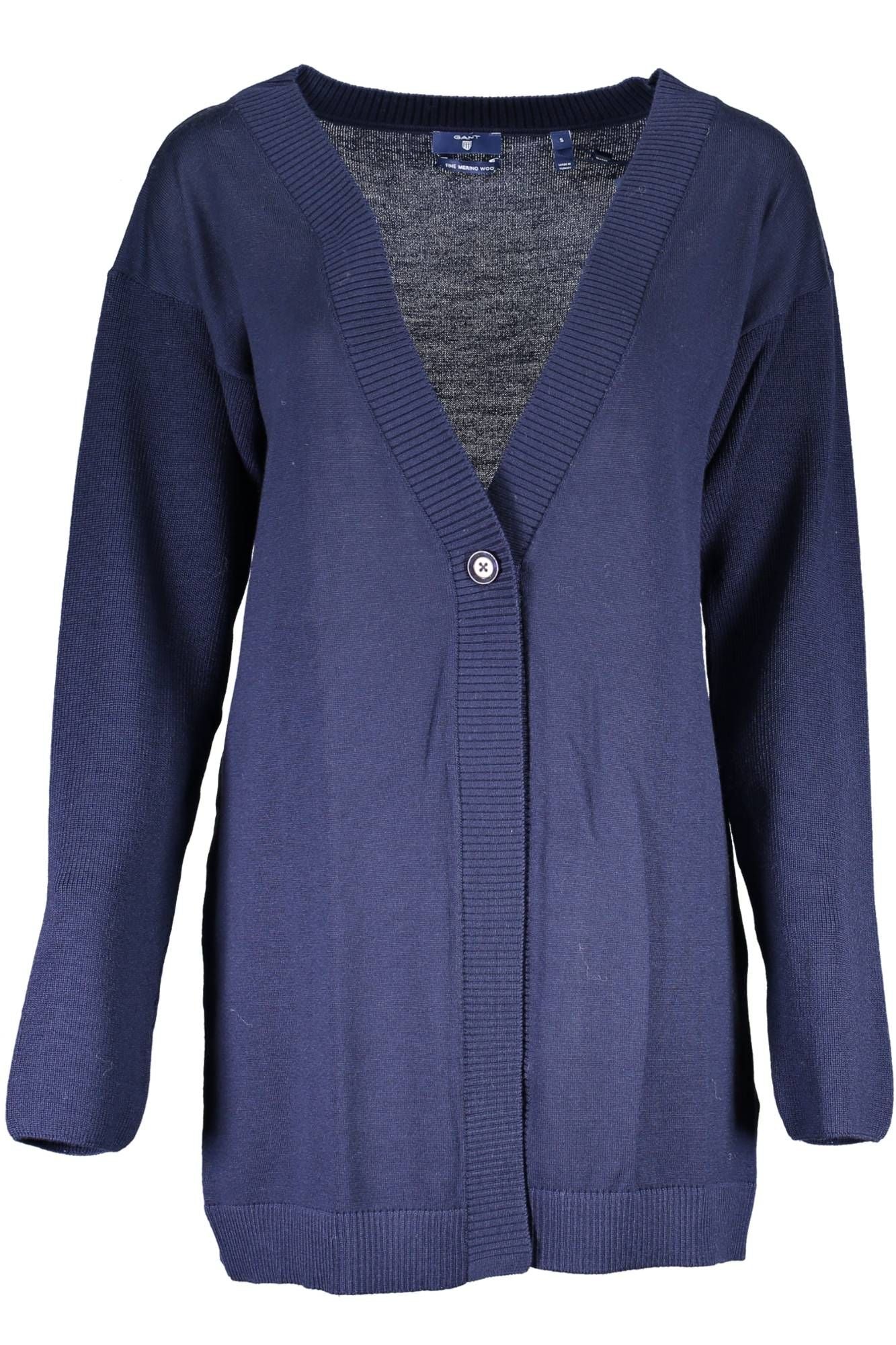 Gant Cardigan élégant à manches longues en laine bleue