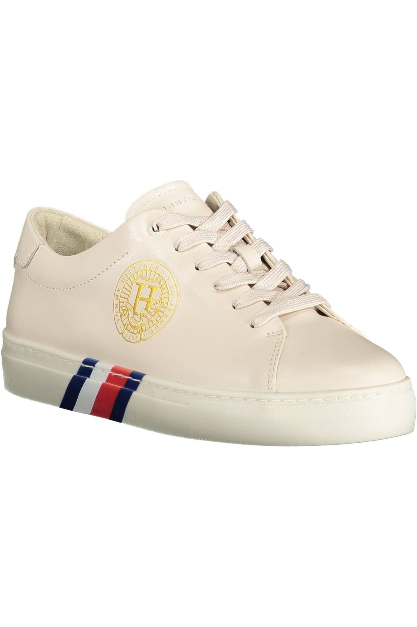 Tommy Hilfiger Beige Leather Women Sneaker