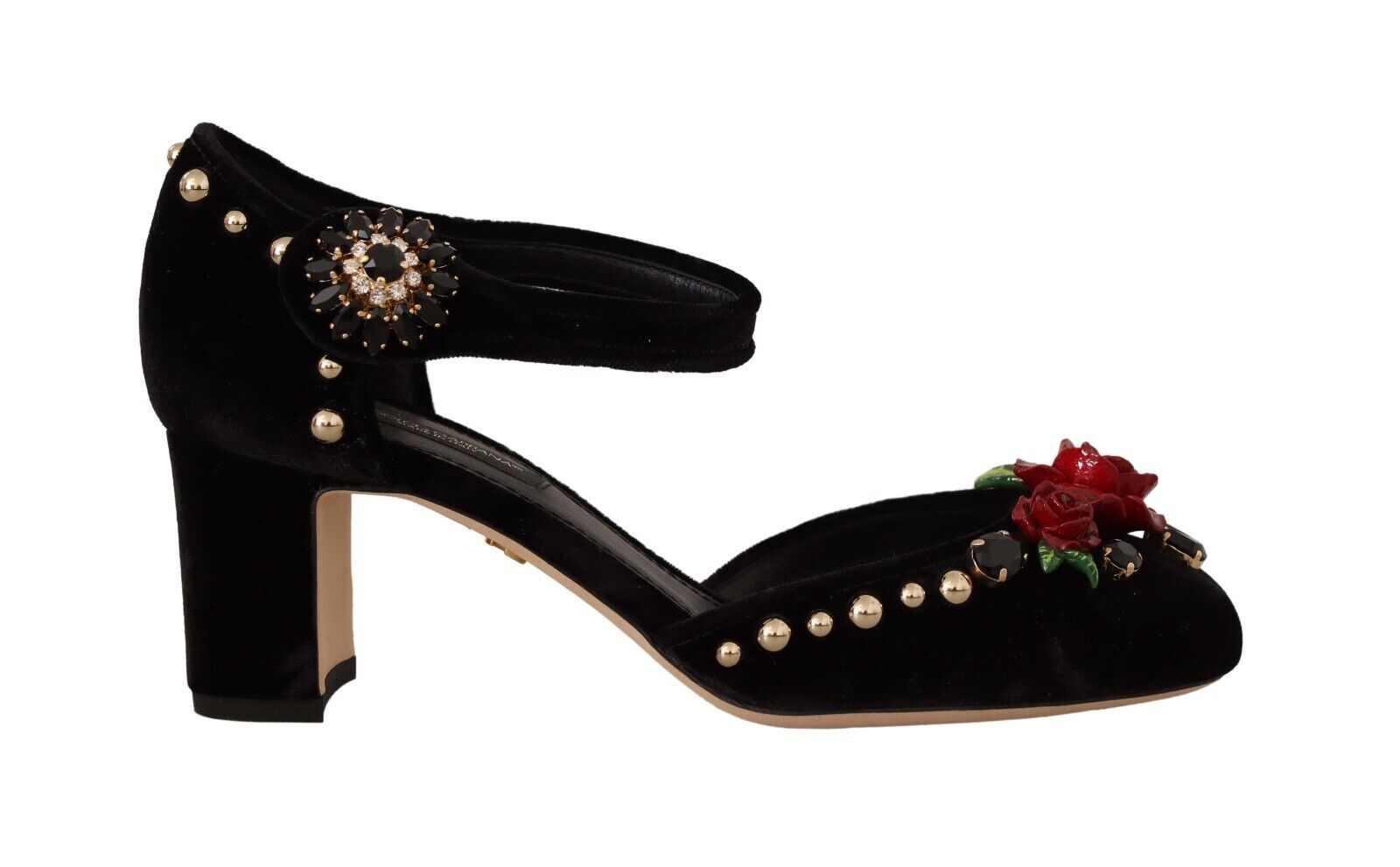 Dolce &amp; Gabbana Sandales à talons roses en cristal noir