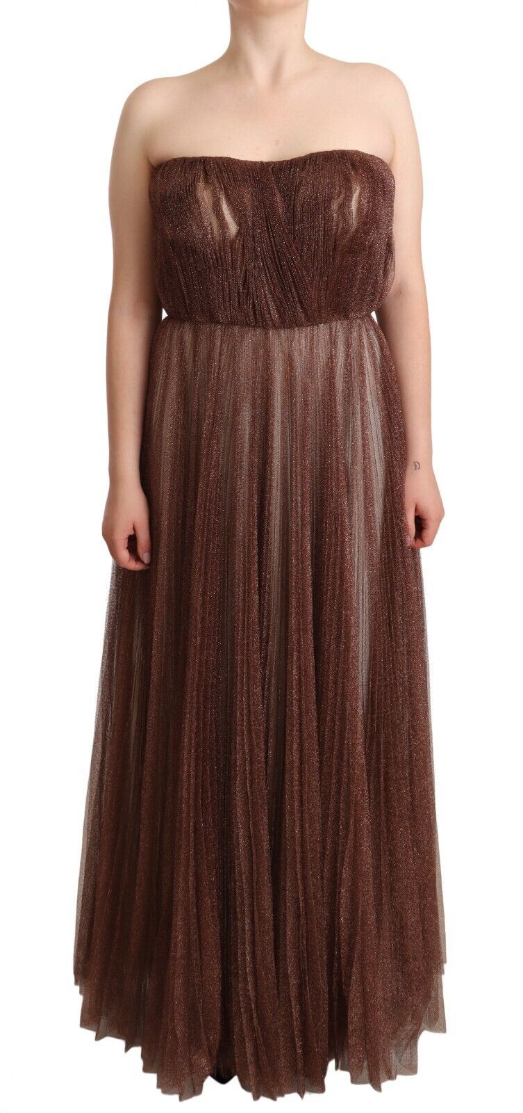 Dolce &amp; Gabbana Robe longue élégante en bronze métallisé