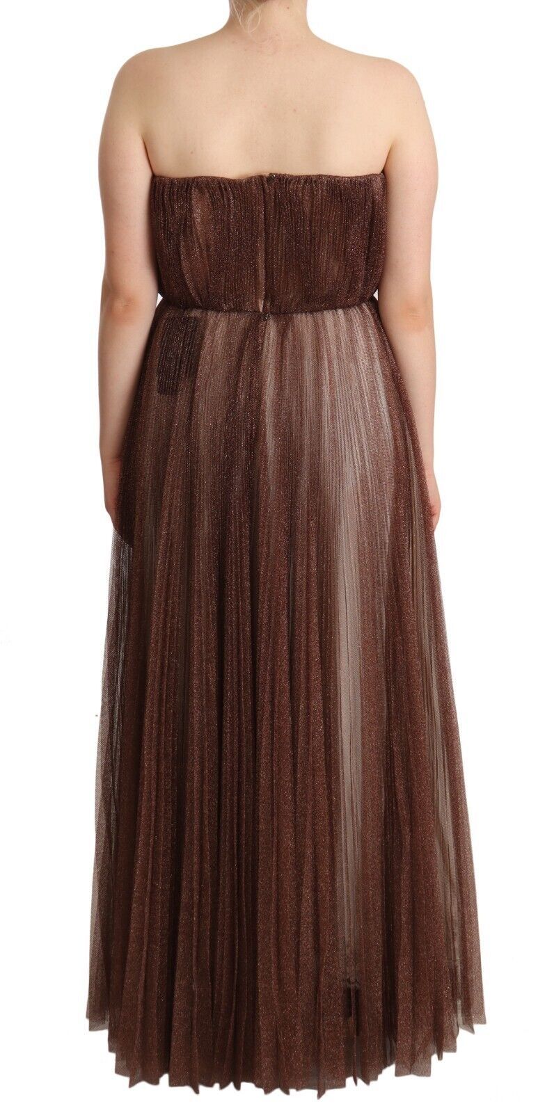 Dolce &amp; Gabbana Robe longue élégante en bronze métallisé