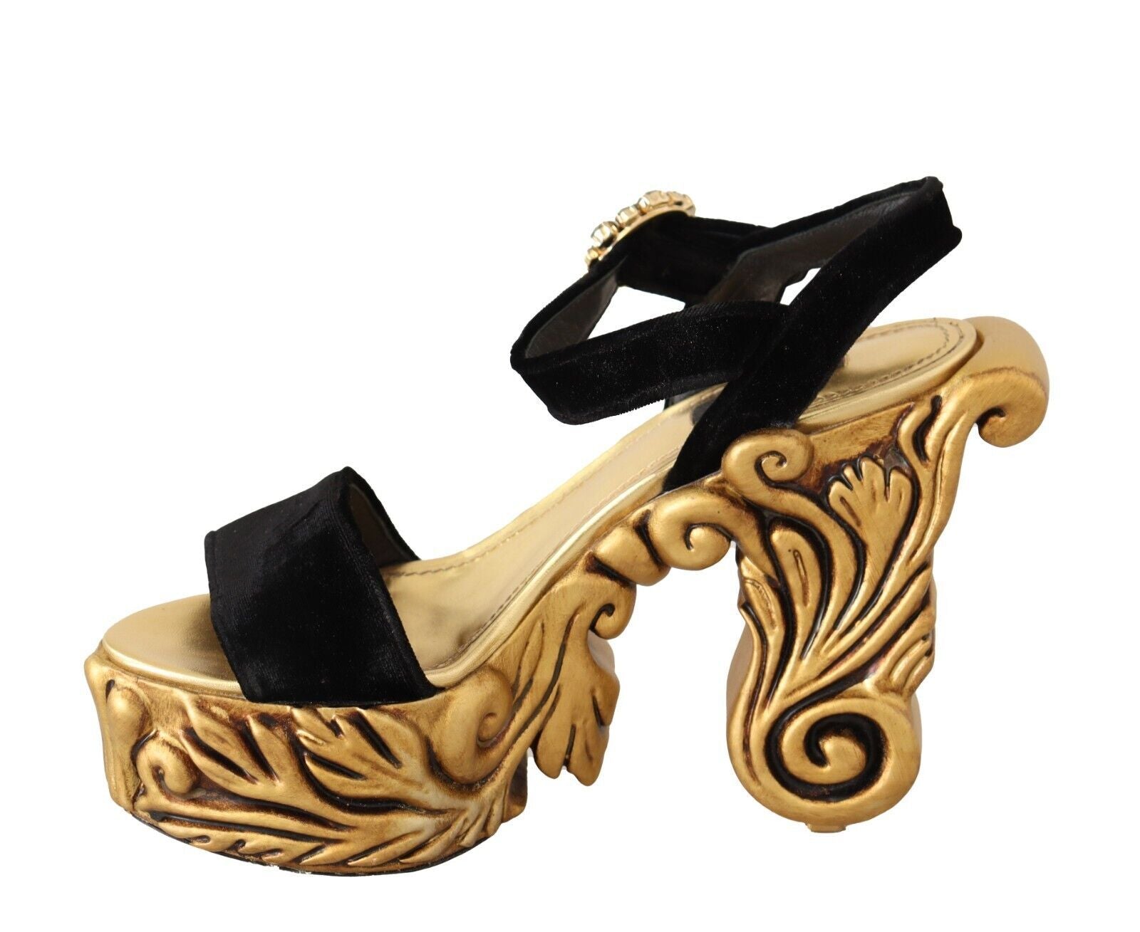 Talons en velours baroques Dolce &amp; Gabbana en noir et or