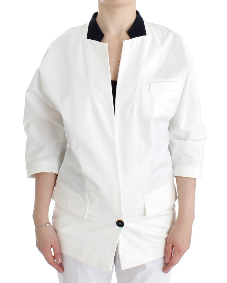 Andrea Pompilio Chic Blazer en coton mélangé blanc