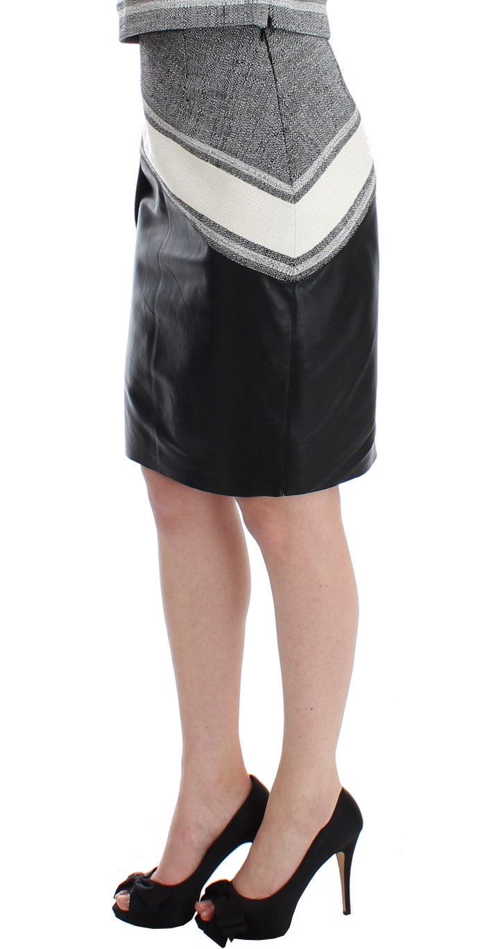 Sachin & Babi Elegant Leather Liza Skirt in Black and Gray