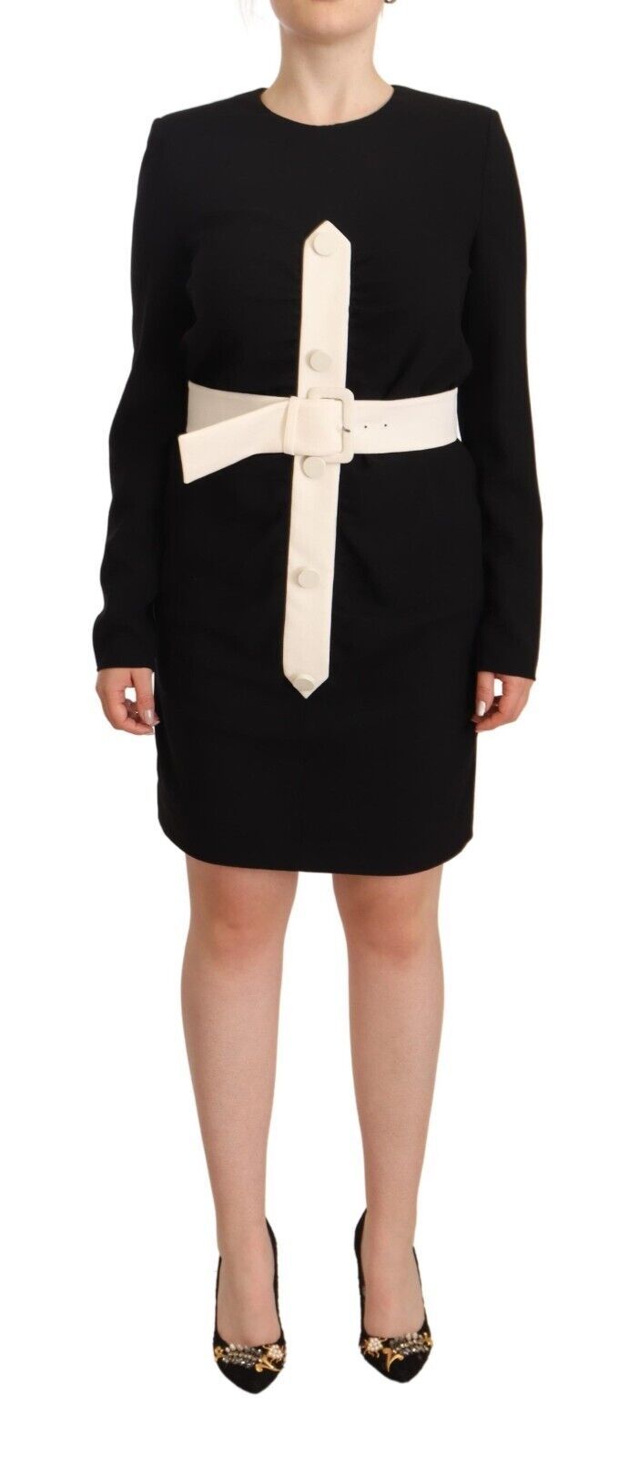 Givenchy élégante mini-robe en laine noire avec ceinture