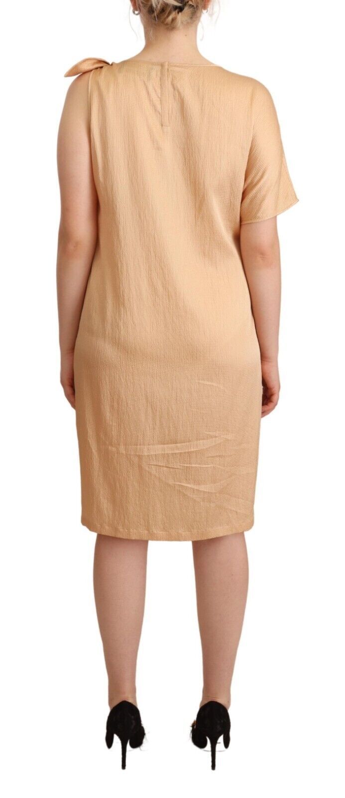 Moschino élégante robe droite beige à une manche