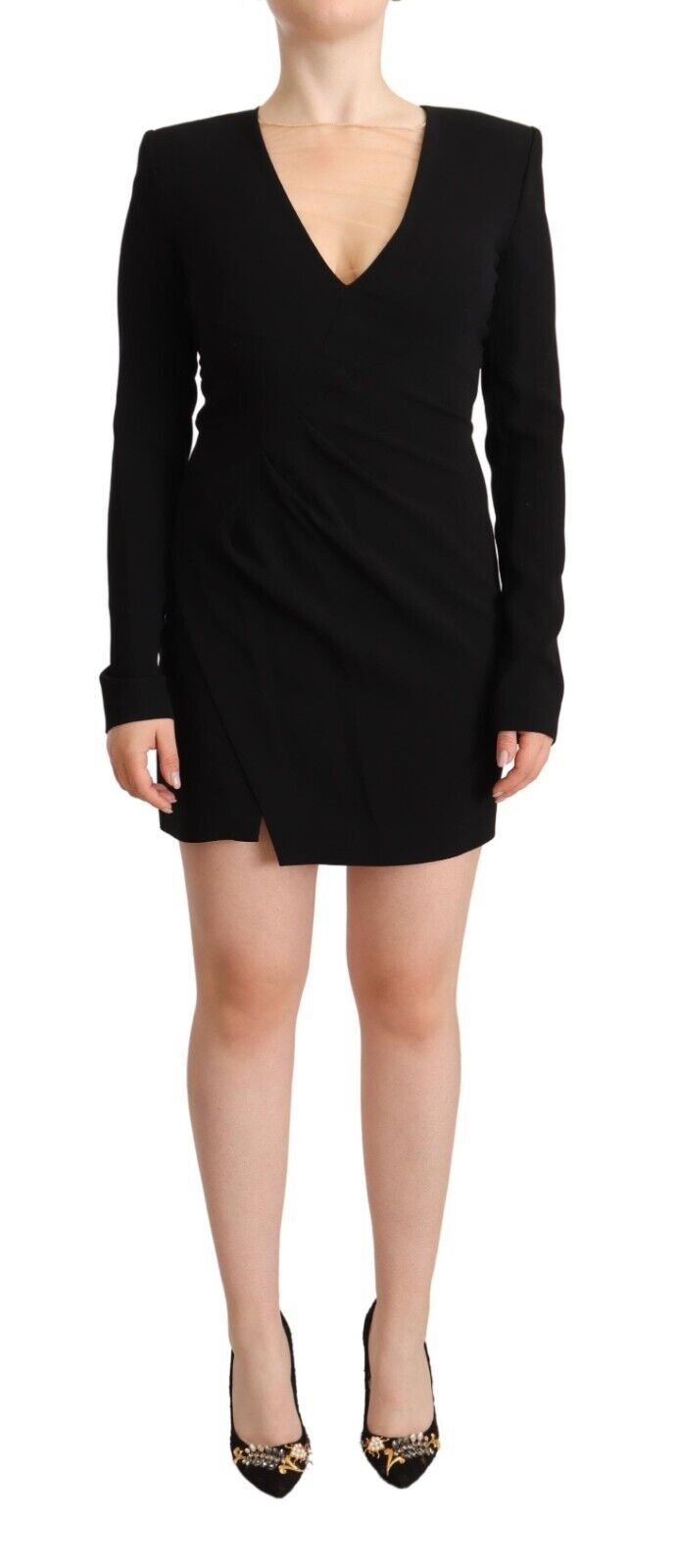 Dsquared² Elegant Black V-Neck Mini Dress