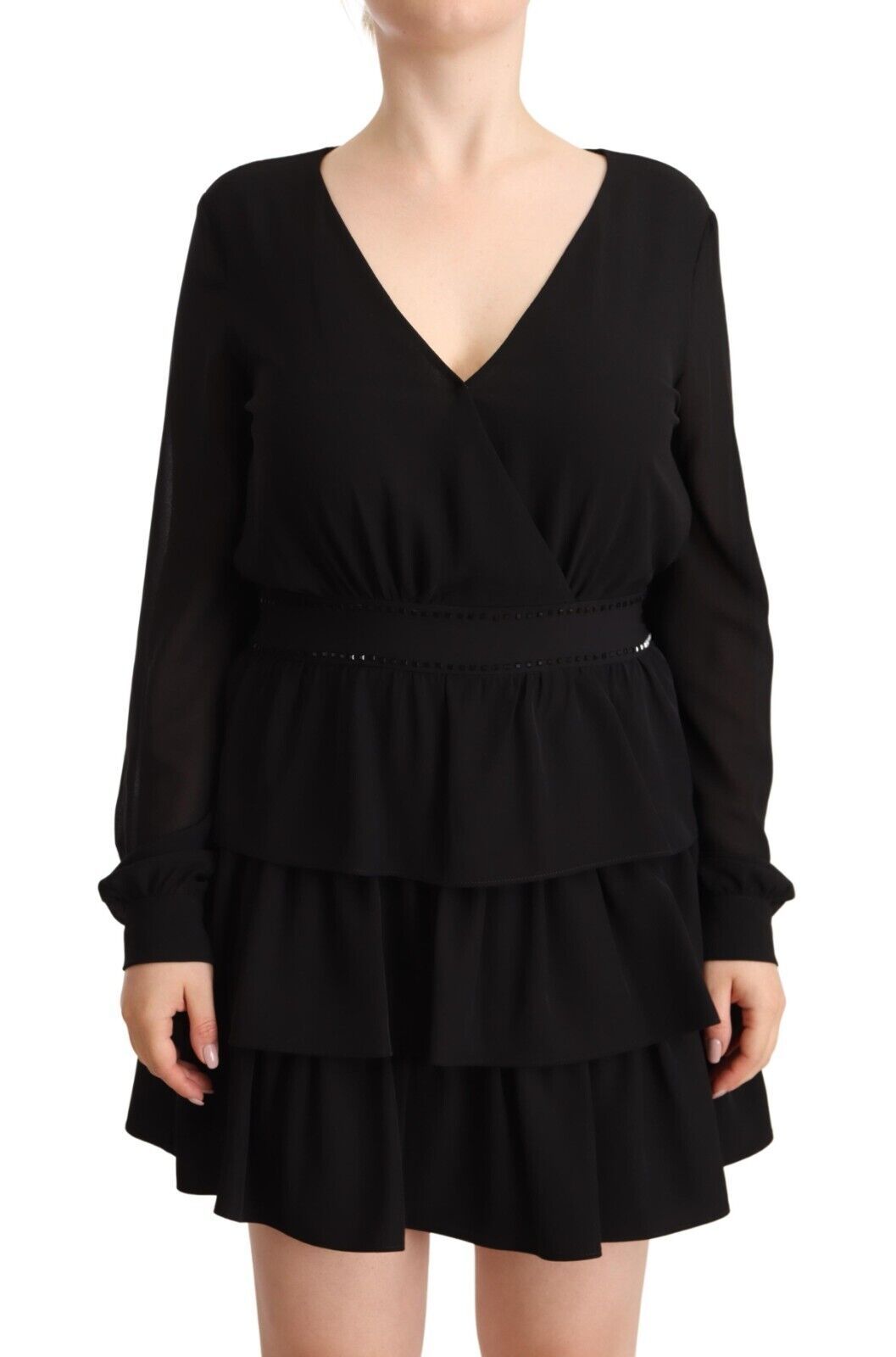 Liu Jo élégante mini-robe trapèze noire à manches longues