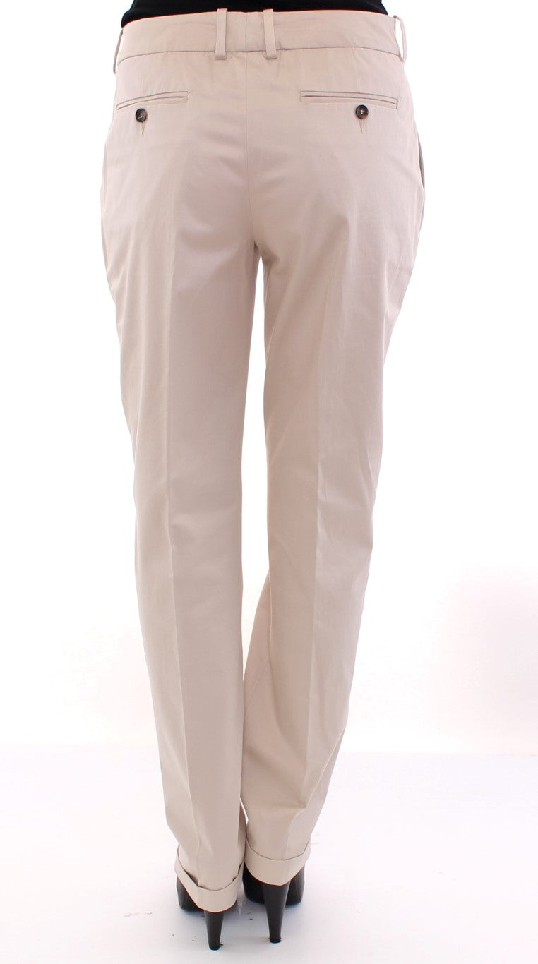 Dolce &amp; Gabbana Pantalon élégant en coton beige coupe régulière