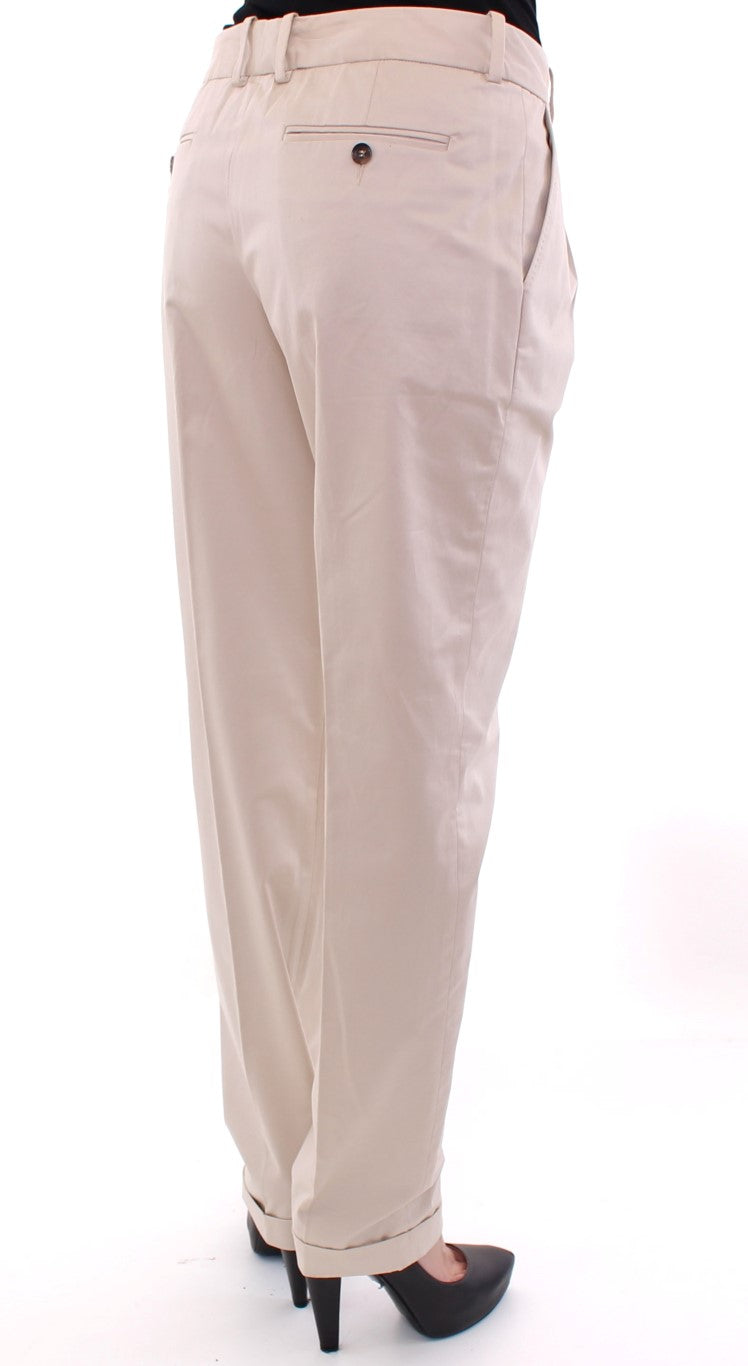 Dolce &amp; Gabbana Pantalon élégant en coton beige coupe régulière