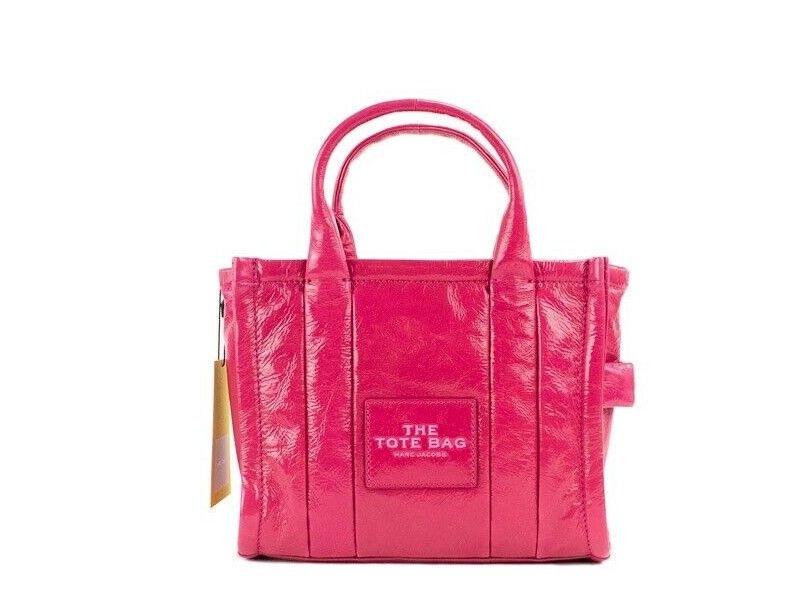 Marc Jacobs The Shiny Crinkle Mini Tote Sac à main à bandoulière en cuir magenta