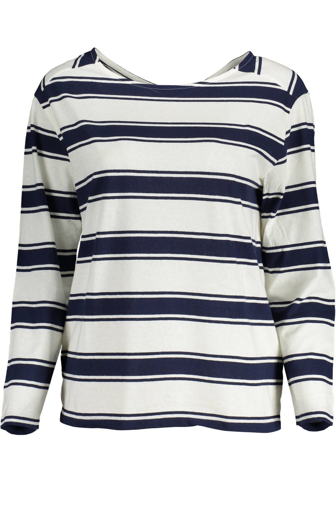 Gant Chic Long-Sleeved White Cotton Tee with V-Neck Detail