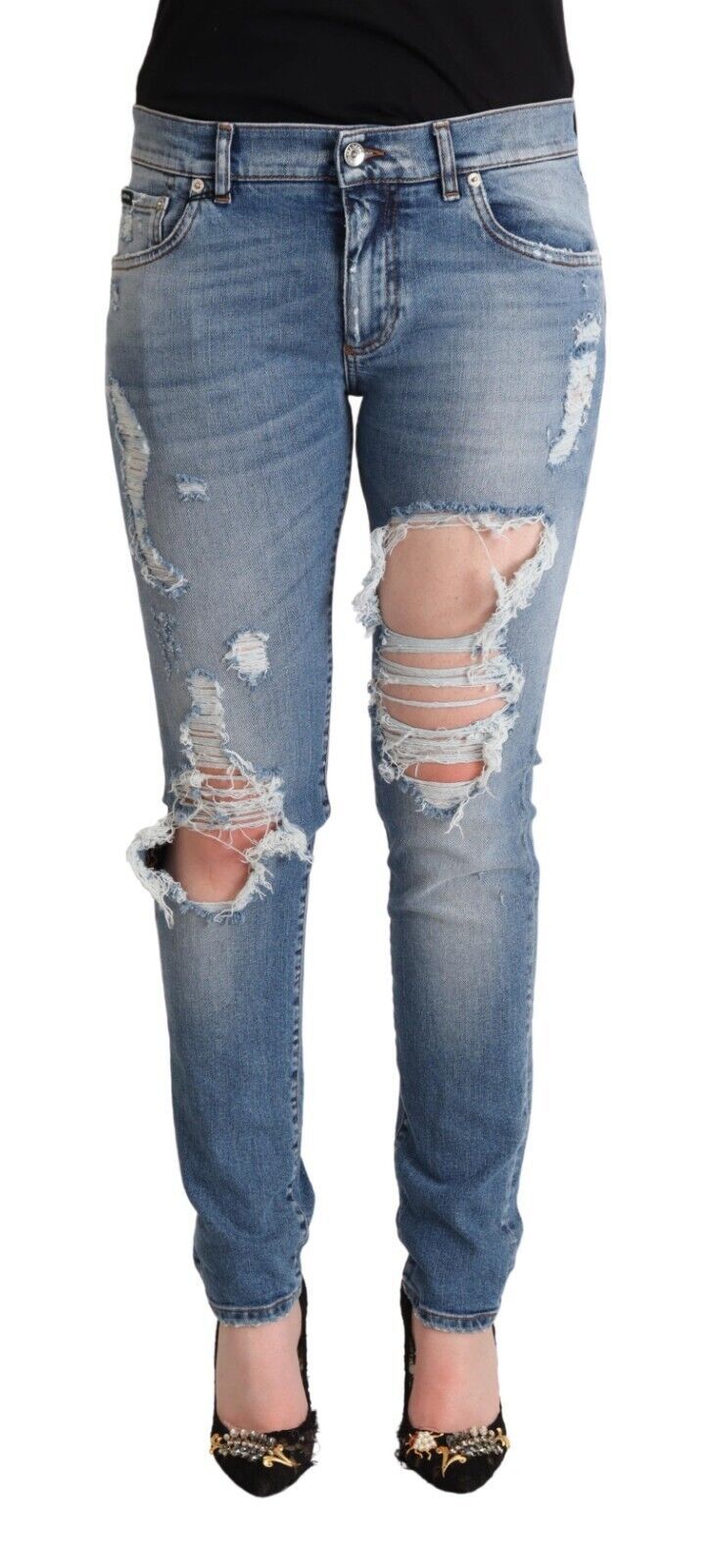 Dolce &amp; Gabbana Chic Jean skinny en denim vieilli