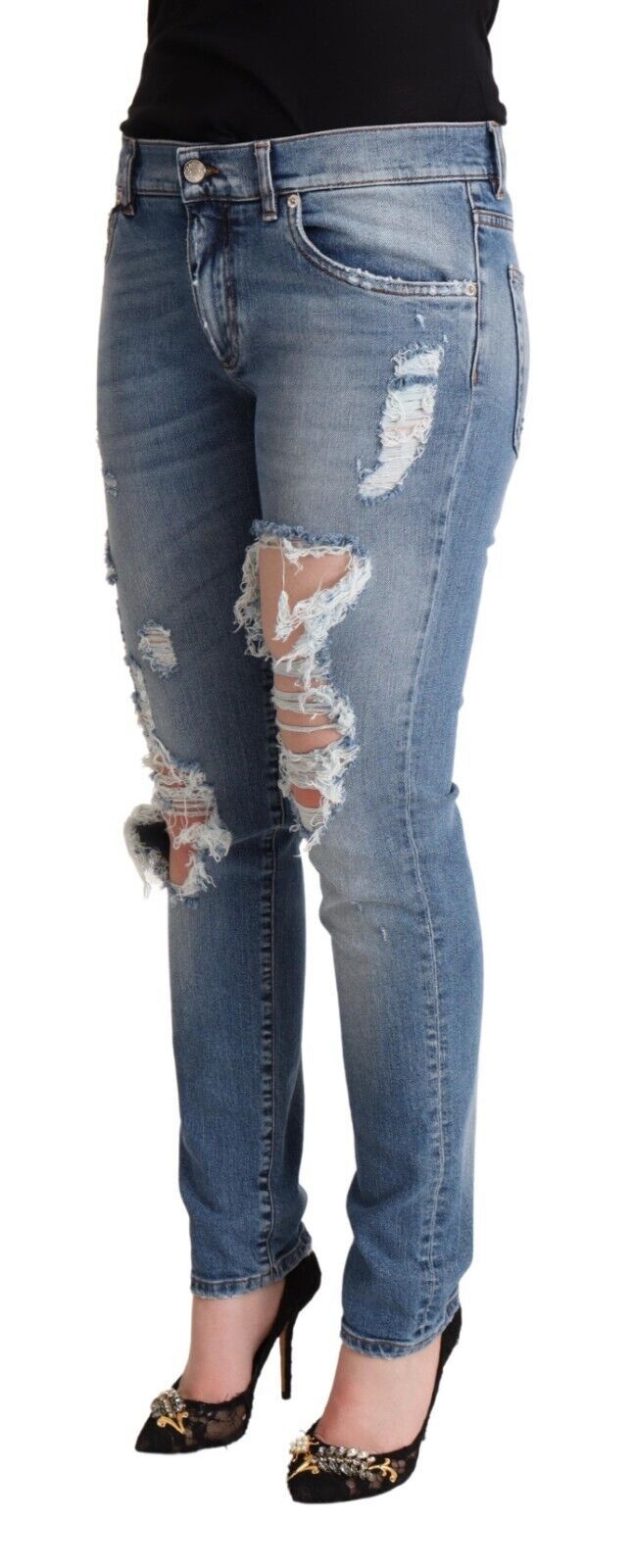 Dolce &amp; Gabbana Chic Jean skinny en denim vieilli