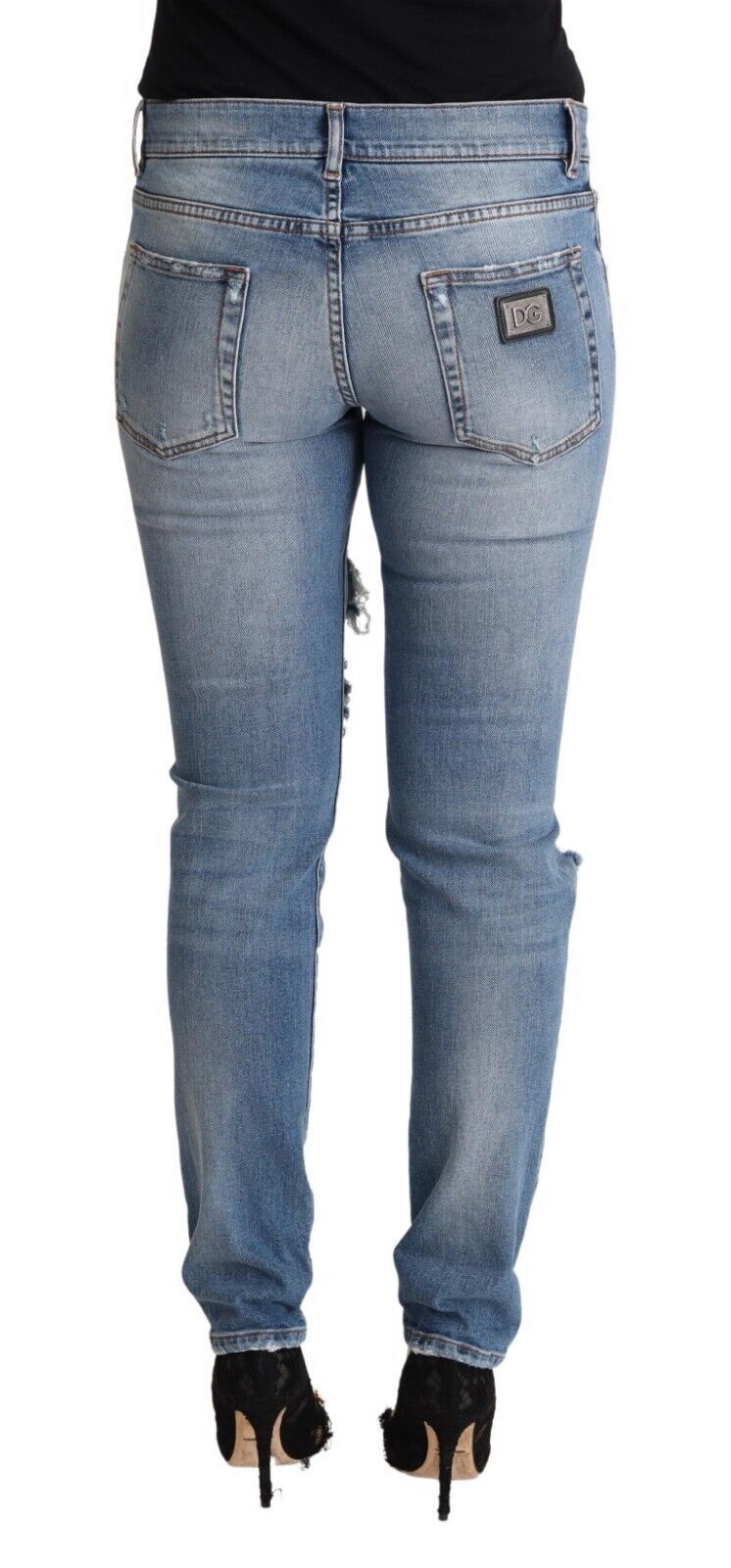 Dolce &amp; Gabbana Chic Jean skinny en denim vieilli