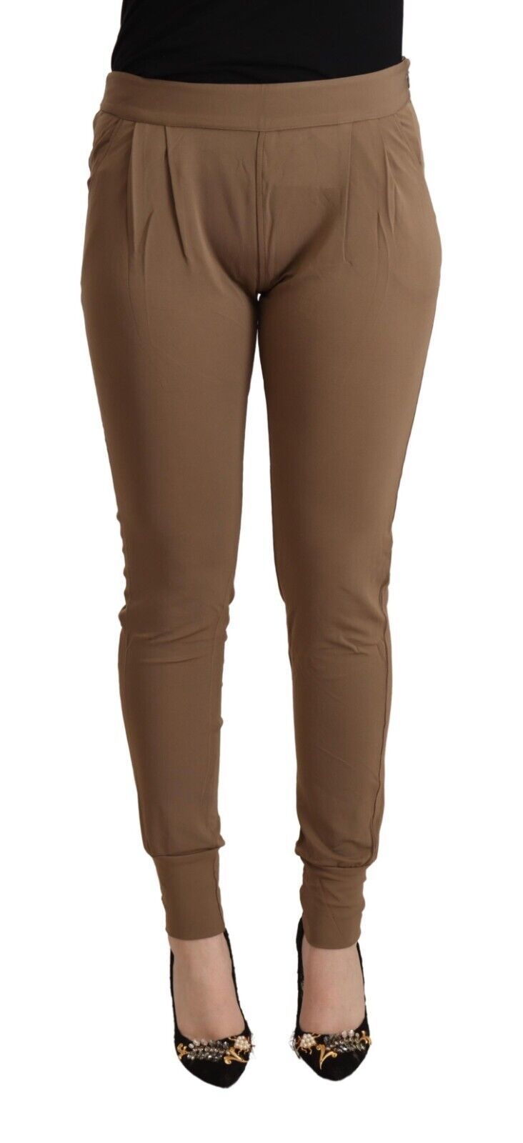 Pantalon fuselé taille moyenne Scervino Street Chic marron