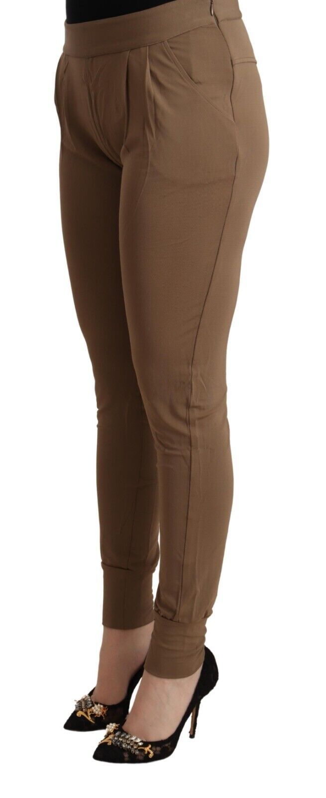 Pantalon fuselé taille moyenne Scervino Street Chic marron