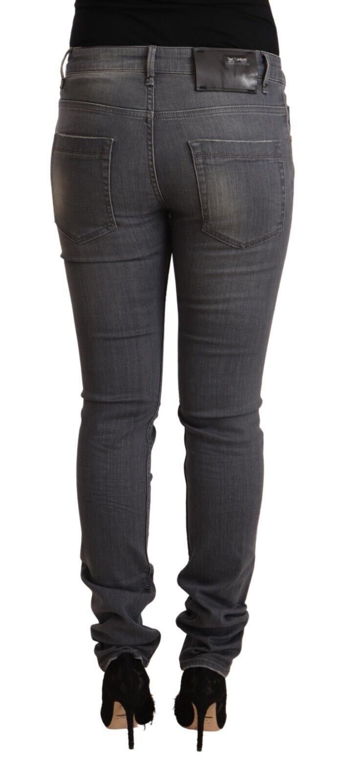 Jean skinny gris foncé élégant Acht - Fermeture zippée taille basse