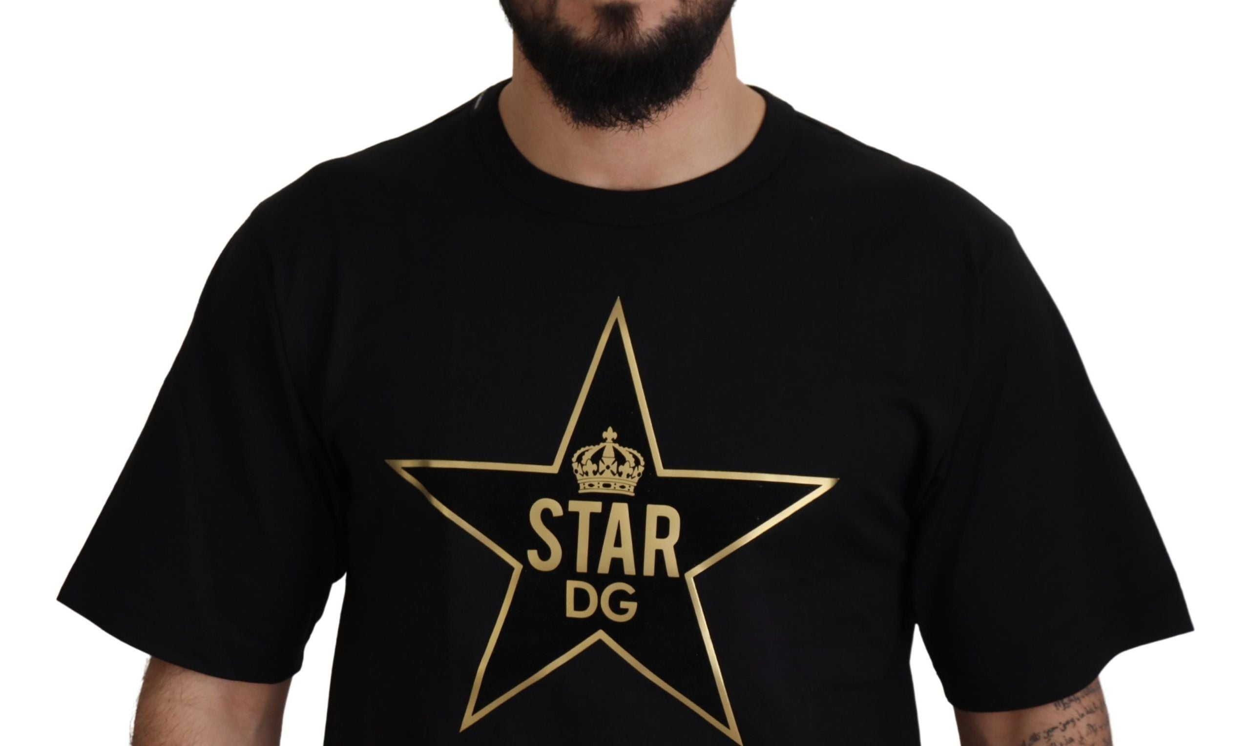 Dolce &amp; Gabbana T-shirt à col rond avec emblème DG Gold Star