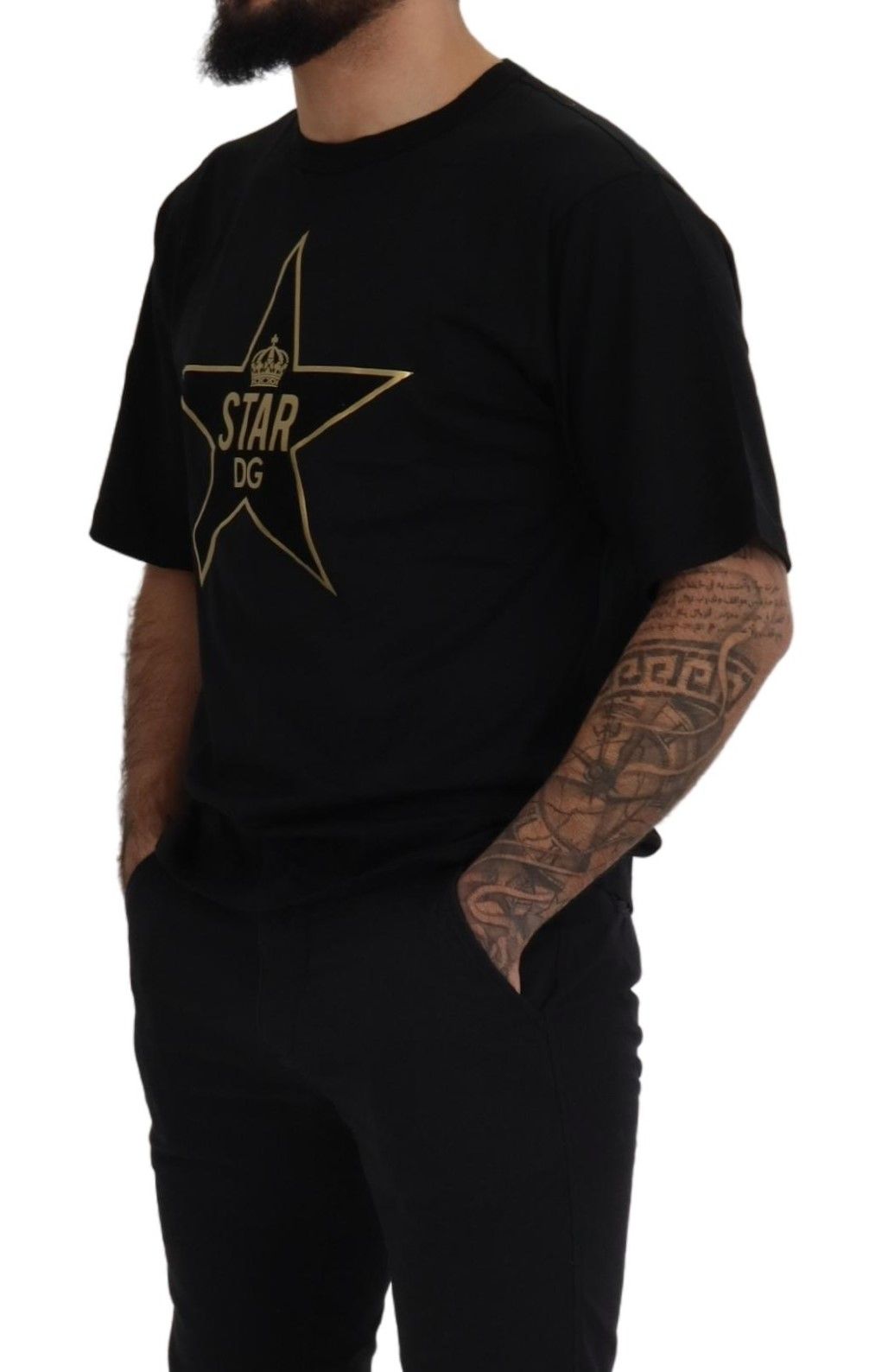 Dolce &amp; Gabbana T-shirt à col rond avec emblème DG Gold Star