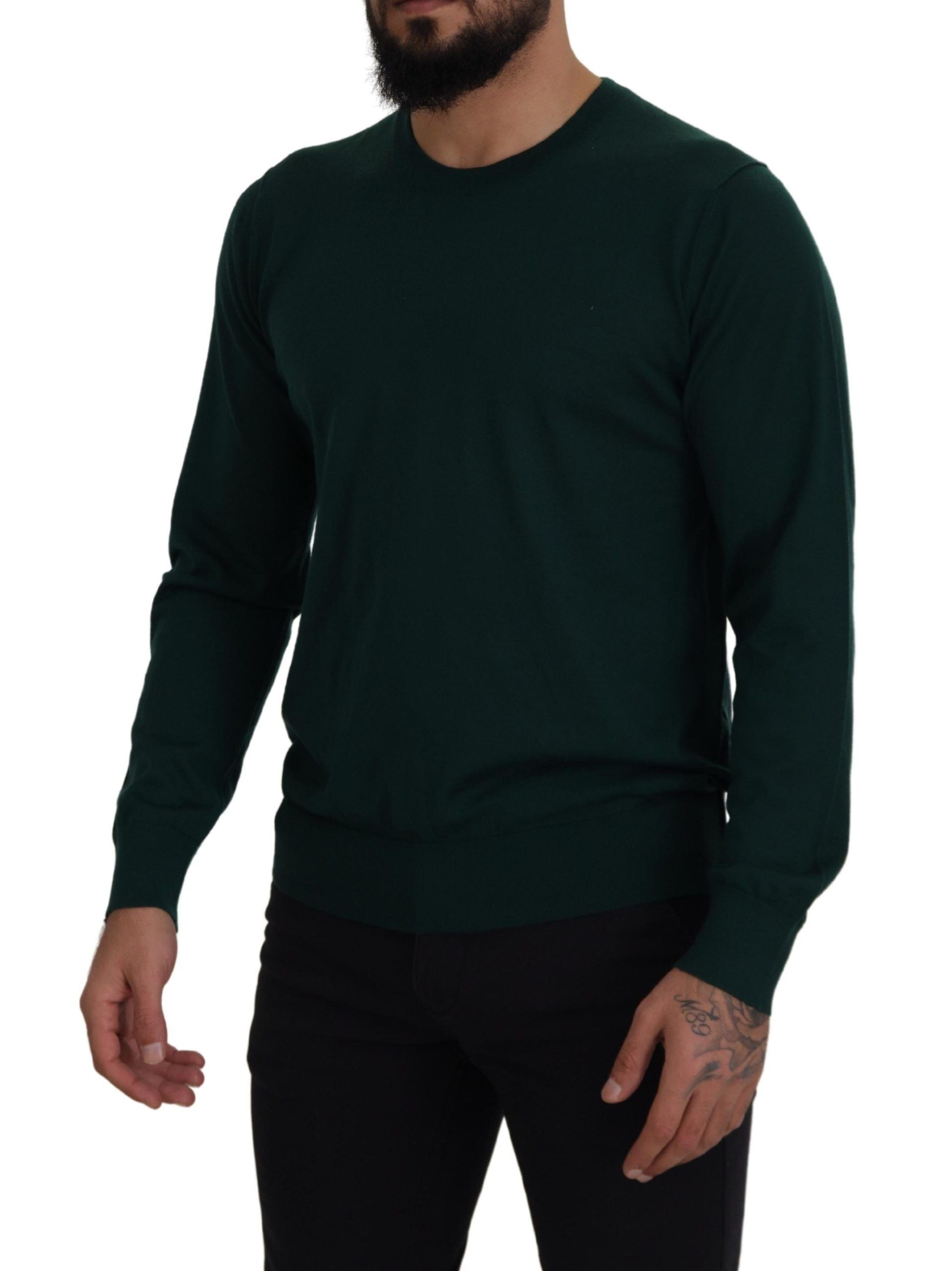 Dolce &amp; Gabbana Pull en cachemire vert élégant à col rond