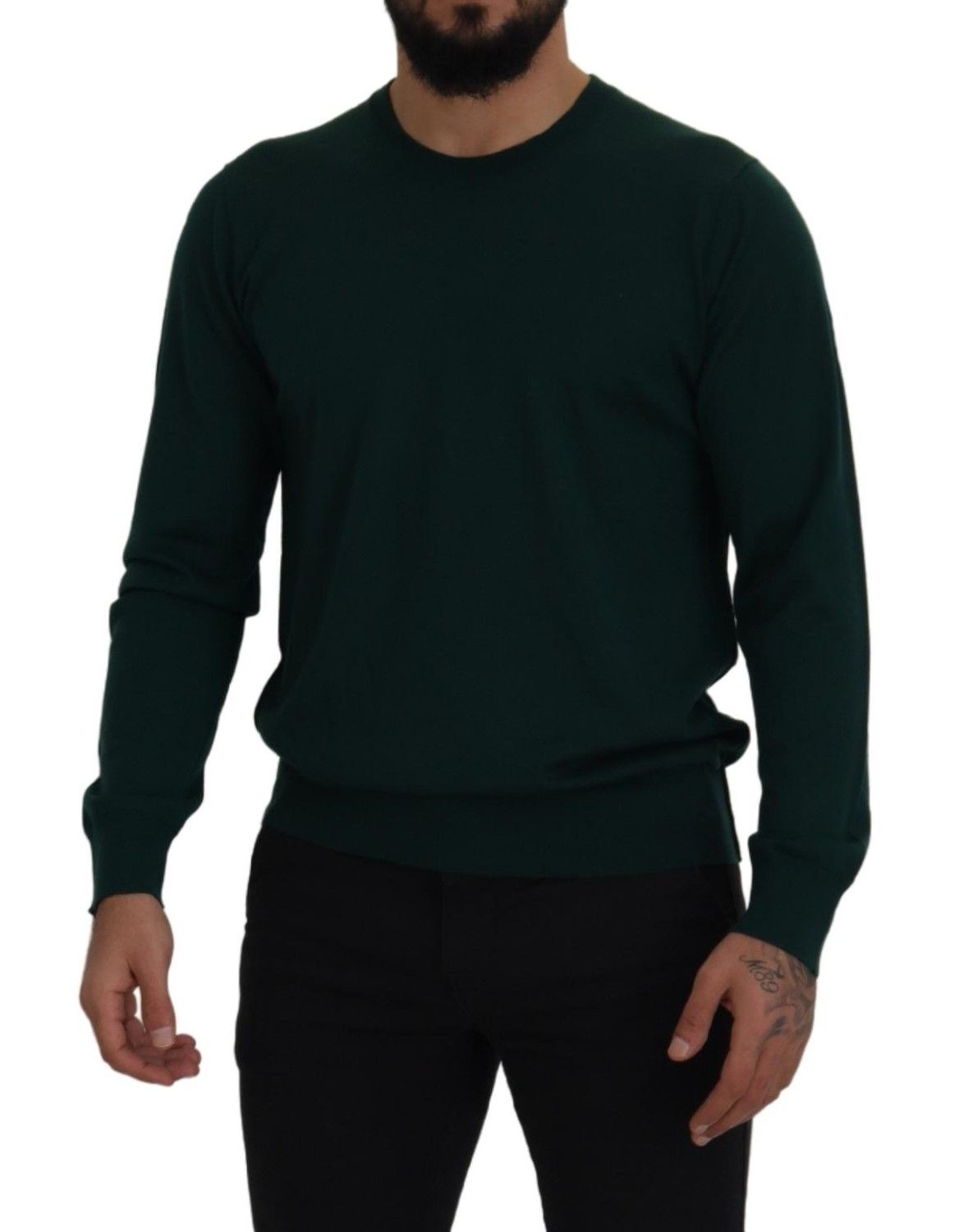 Dolce &amp; Gabbana Pull en cachemire vert élégant à col rond