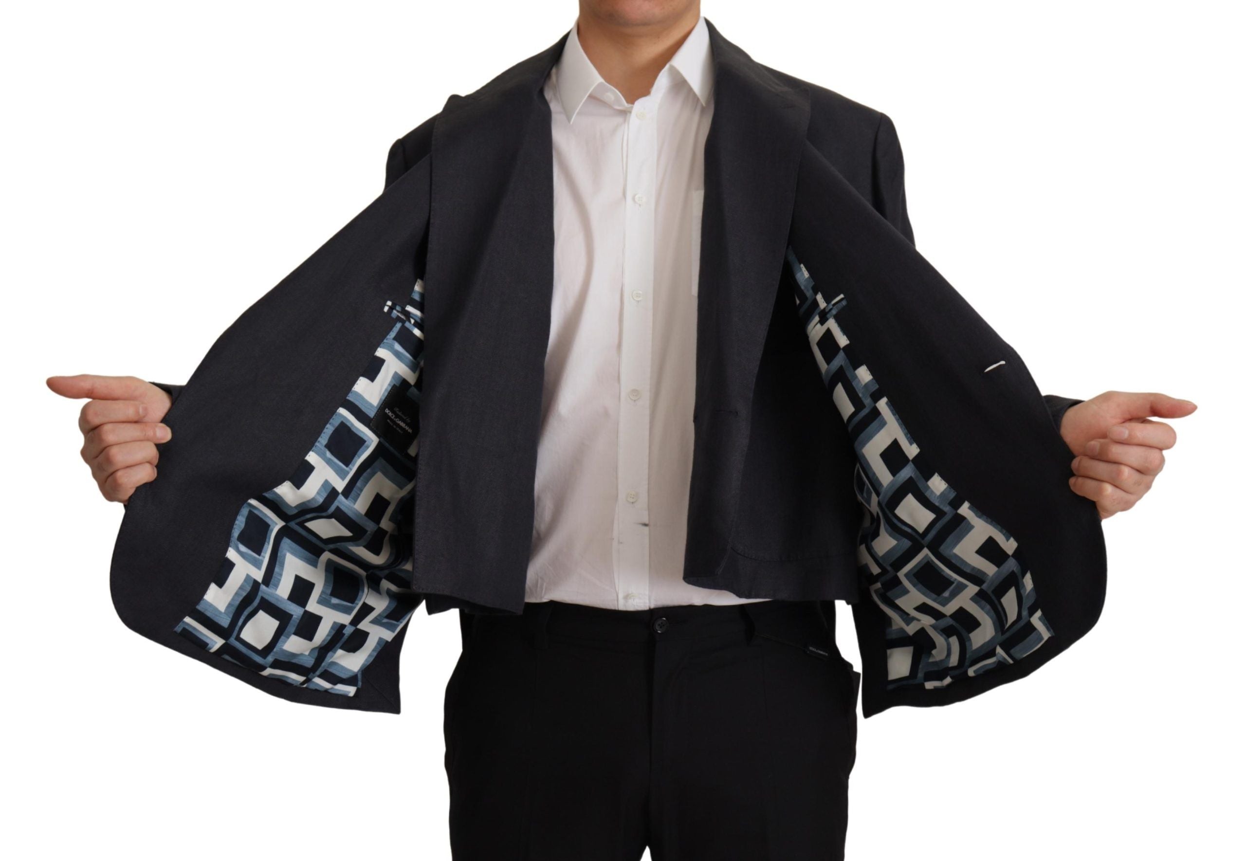 Dolce &amp; Gabbana Blazer élégant à double boutonnage en lin bleu marine