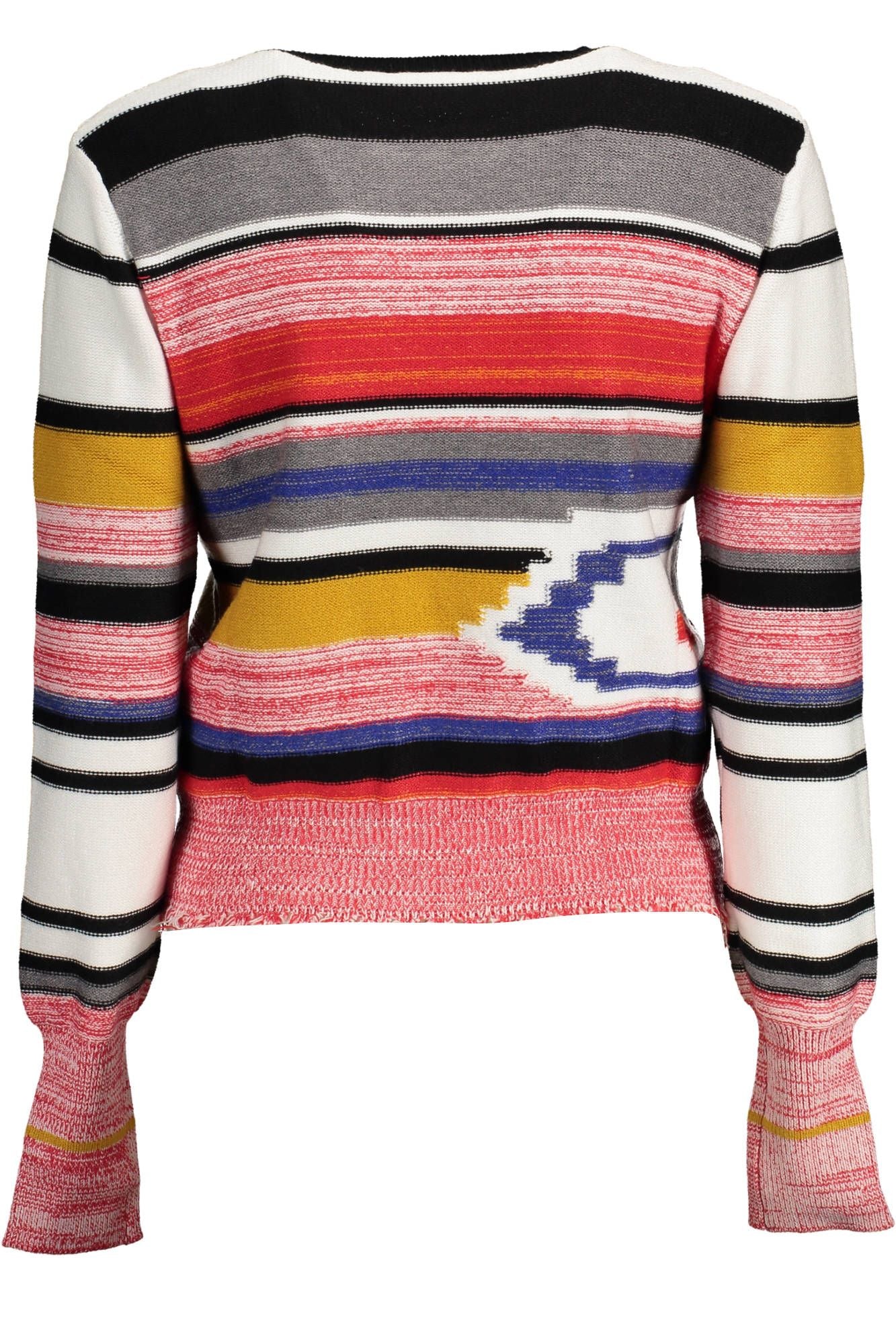 Desigual Chic Pull col rond rose avec détail contrasté