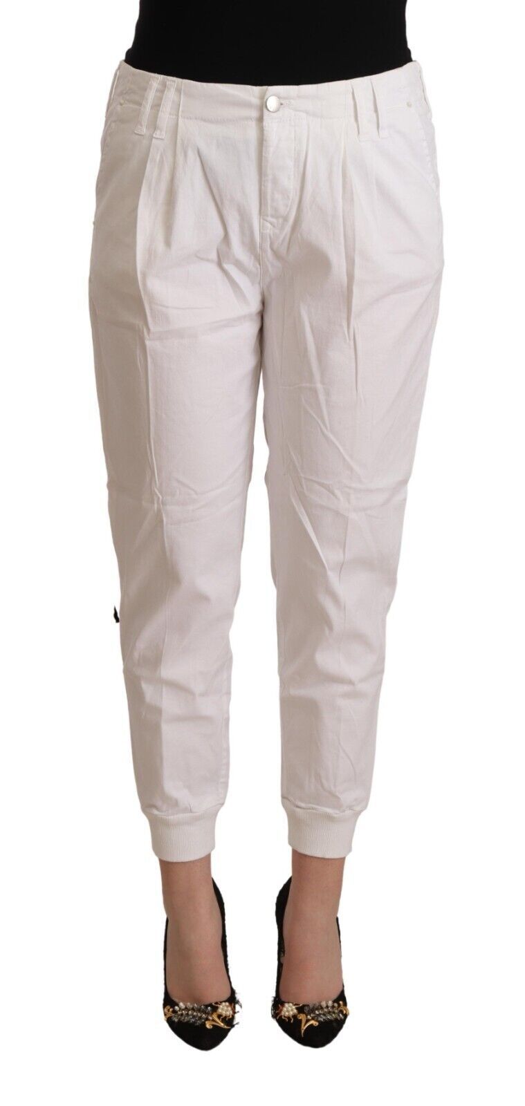 Pantalon court fuselé blanc Met Chic