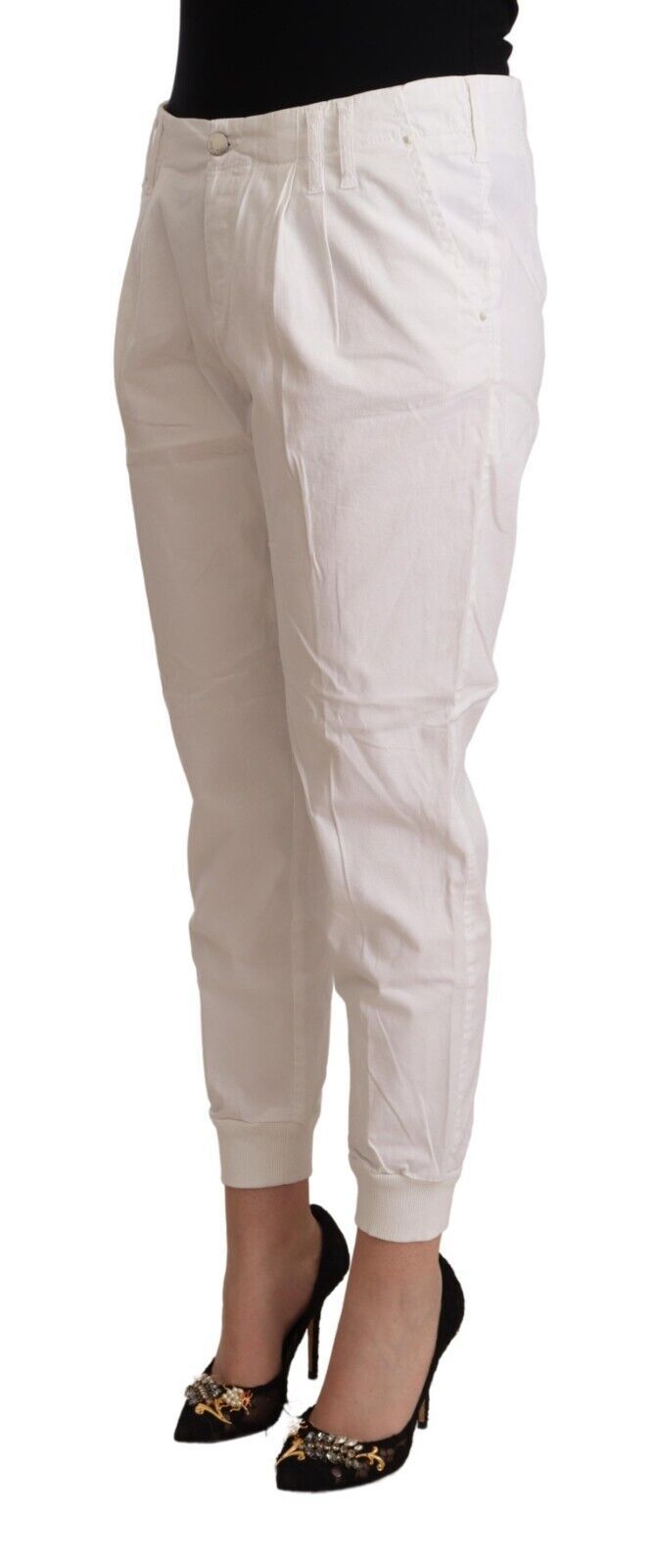 Pantalon court fuselé blanc Met Chic