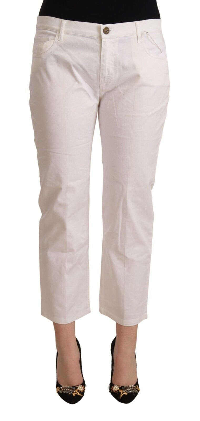 L'Autre Chose - Jean skinny court blanc taille moyenne chic