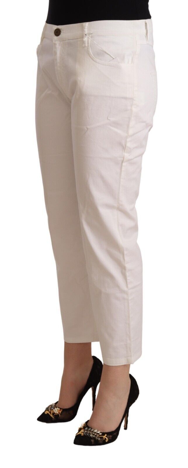 L'Autre Chose - Jean skinny court blanc taille moyenne chic