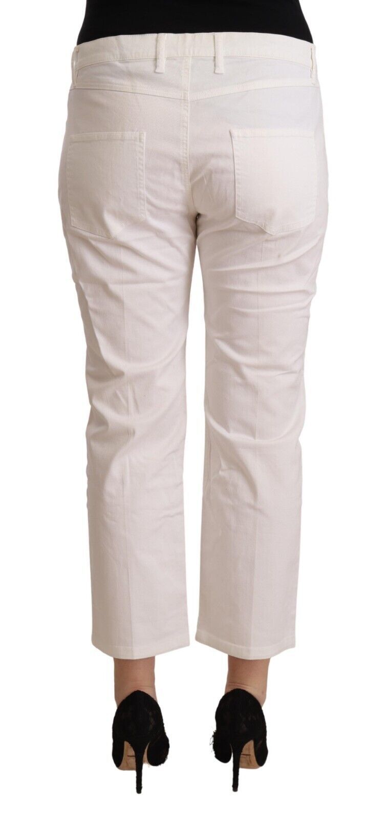 L'Autre Chose - Jean skinny court blanc taille moyenne chic