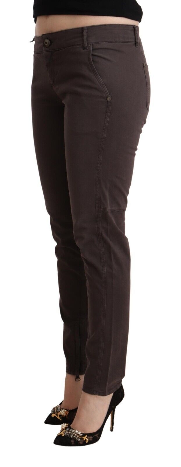 Ermanno Scervino Pantalon skinny taille basse marron chic