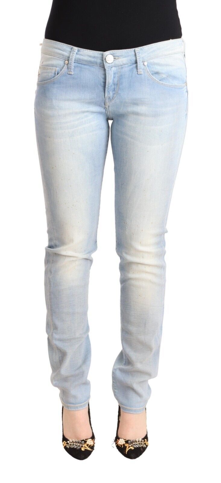 Acht Chic Taille Basse Skinny Bleu Clair Denim