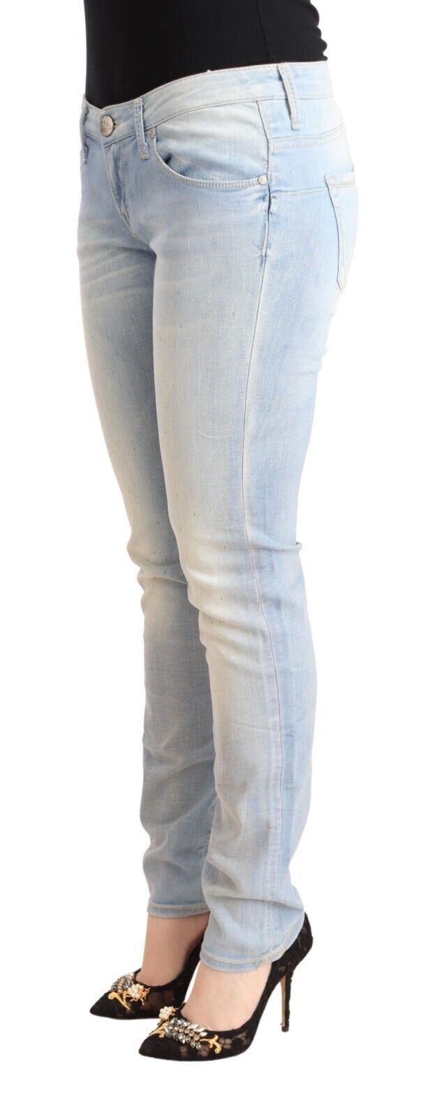 Acht Chic Taille Basse Skinny Bleu Clair Denim